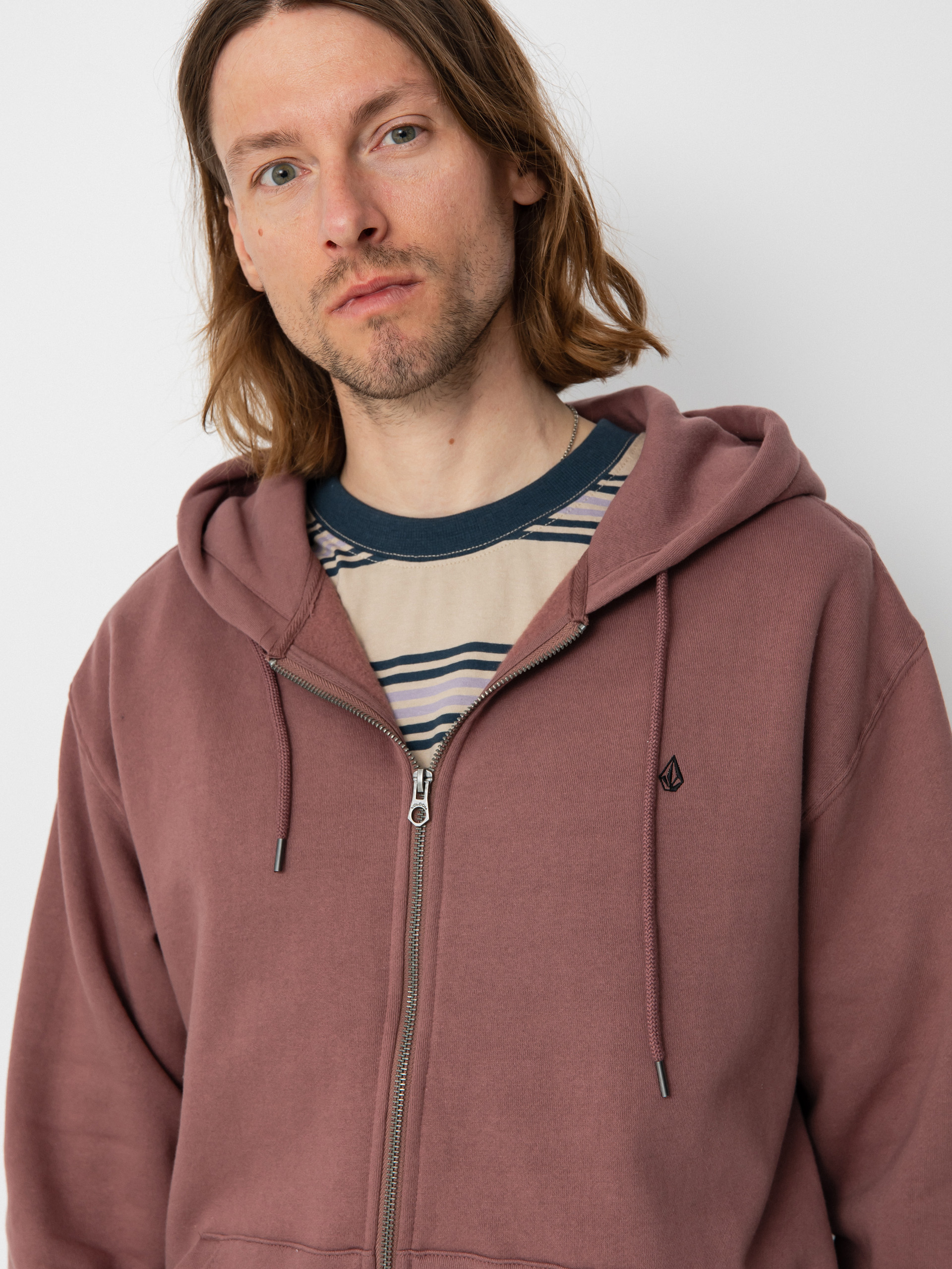 Mikina s kapucí Volcom Sngl Stn ZHD (bordeaux brown)