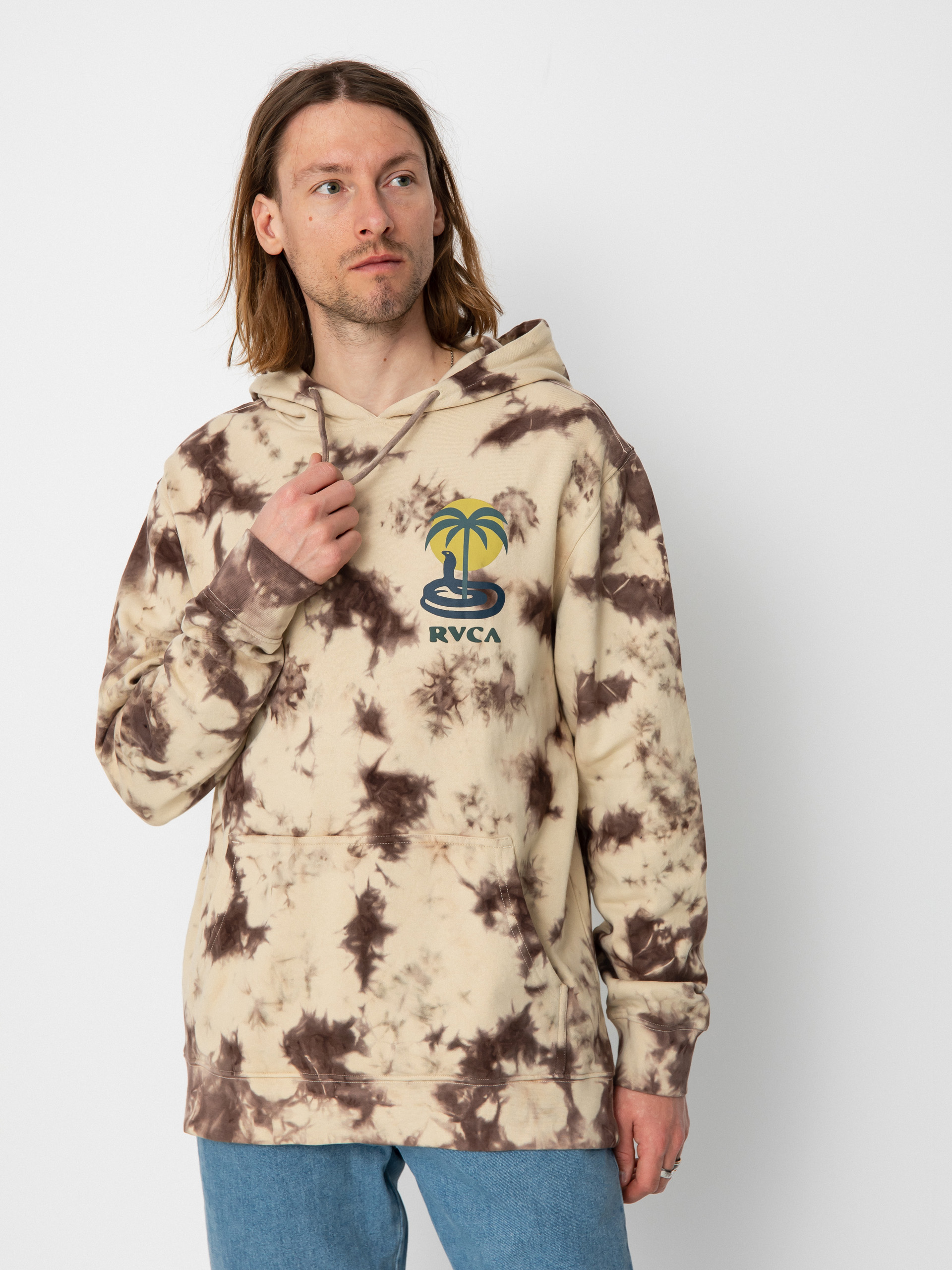 Mikina s kapucí RVCA Cobra Mirage HD (khaki tie dye)