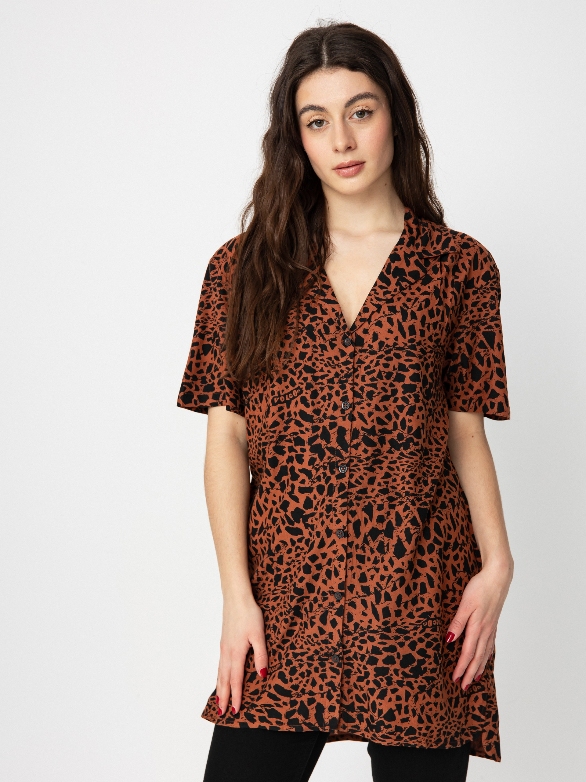 Košile Volcom Dino Tea Tunic Wmn (dark clay)