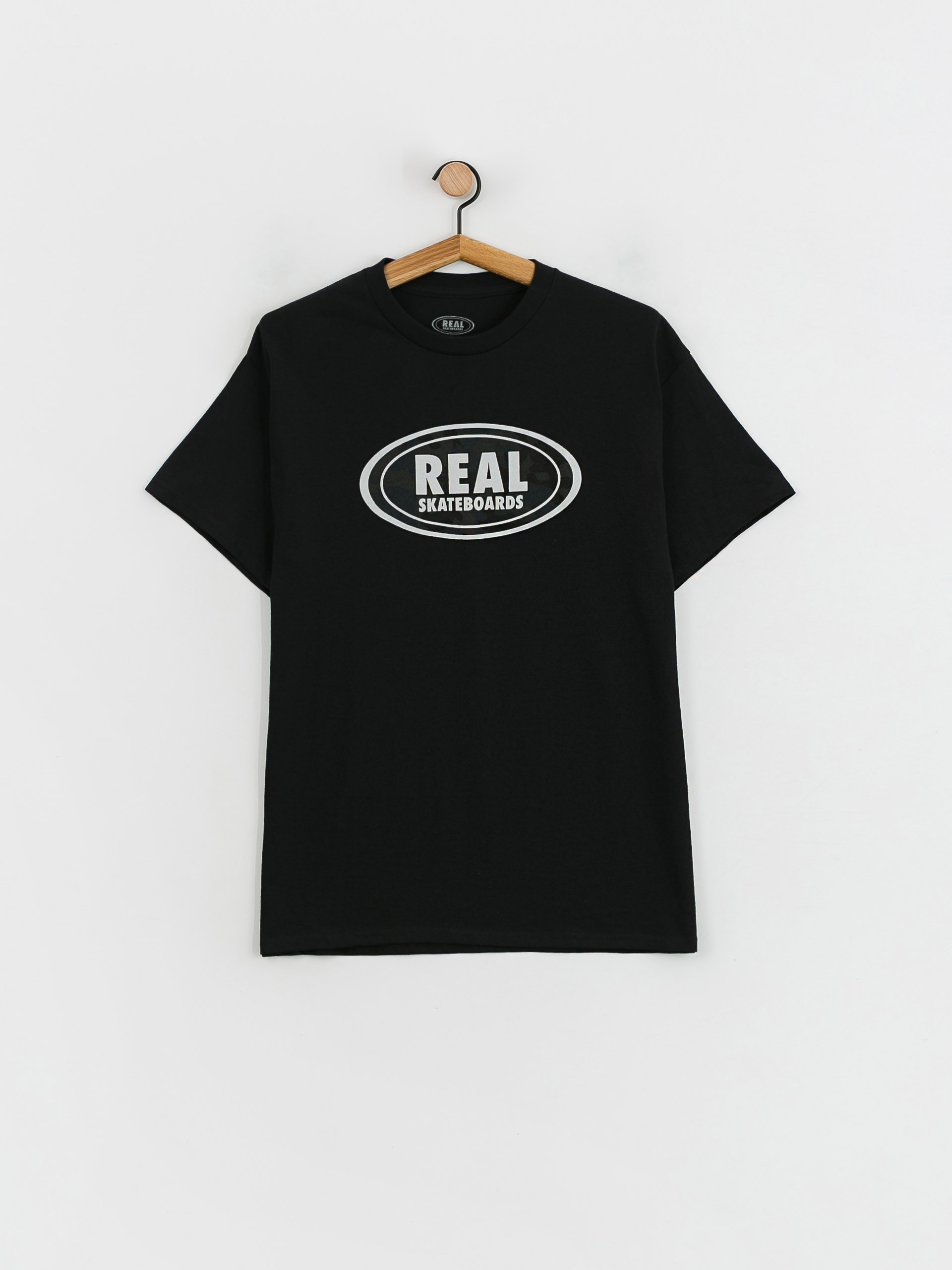 Tričko Real Oval (black w/grey & black print)