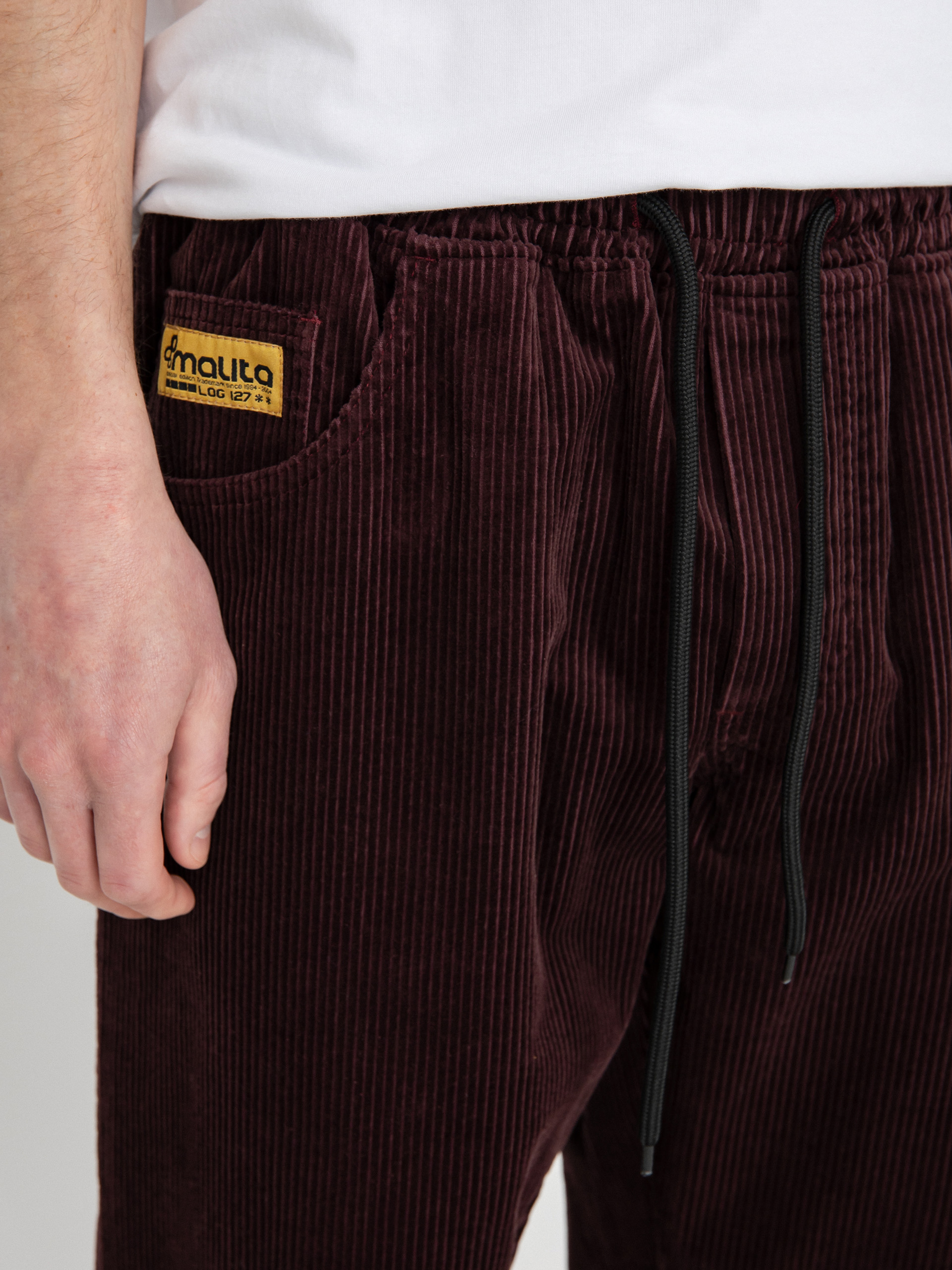 Kalhoty Malita Cord Log Elastic (plum)