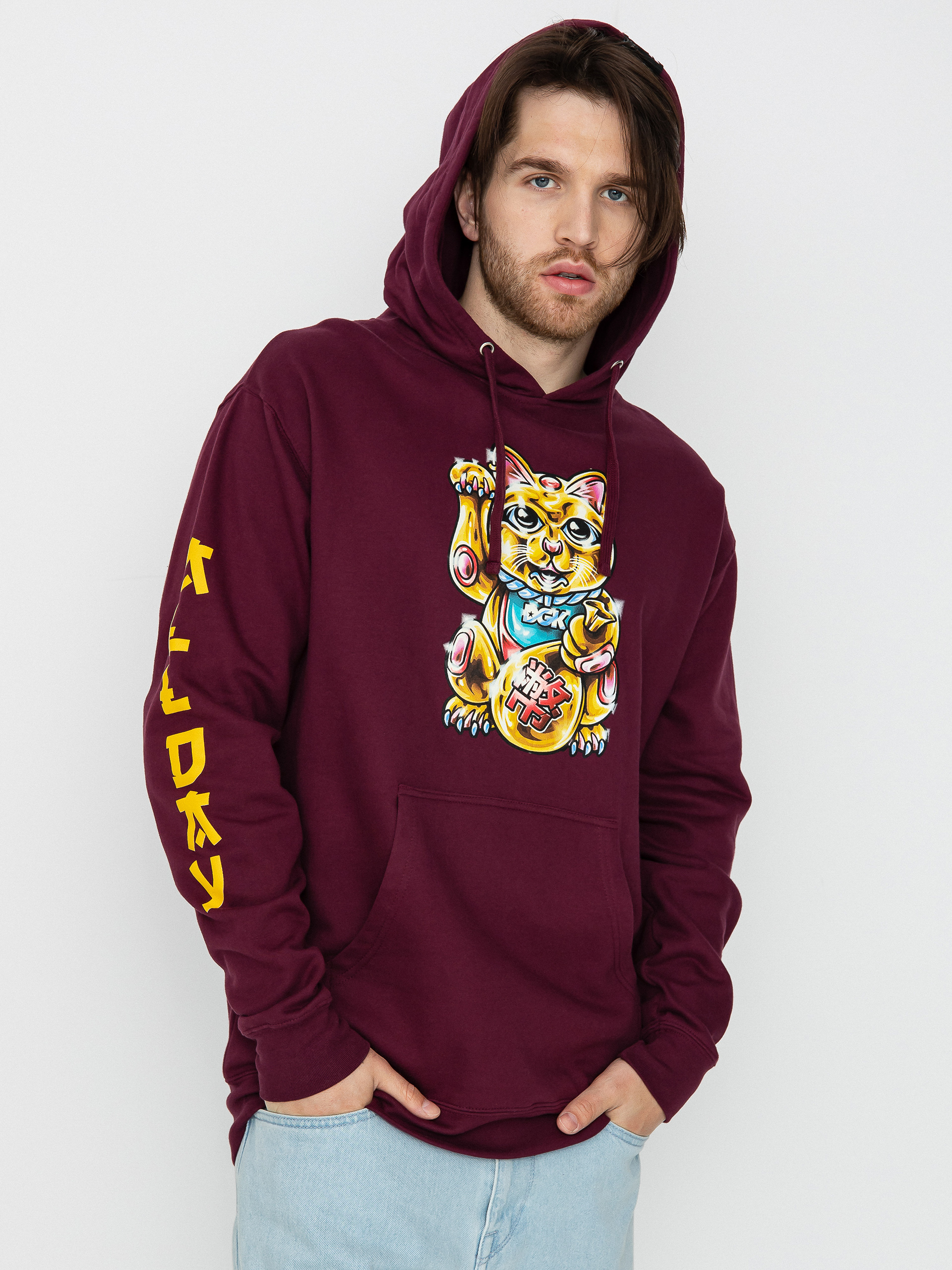 Mikina s kapucu00ed DGK Golden Cat HD (burgundy)