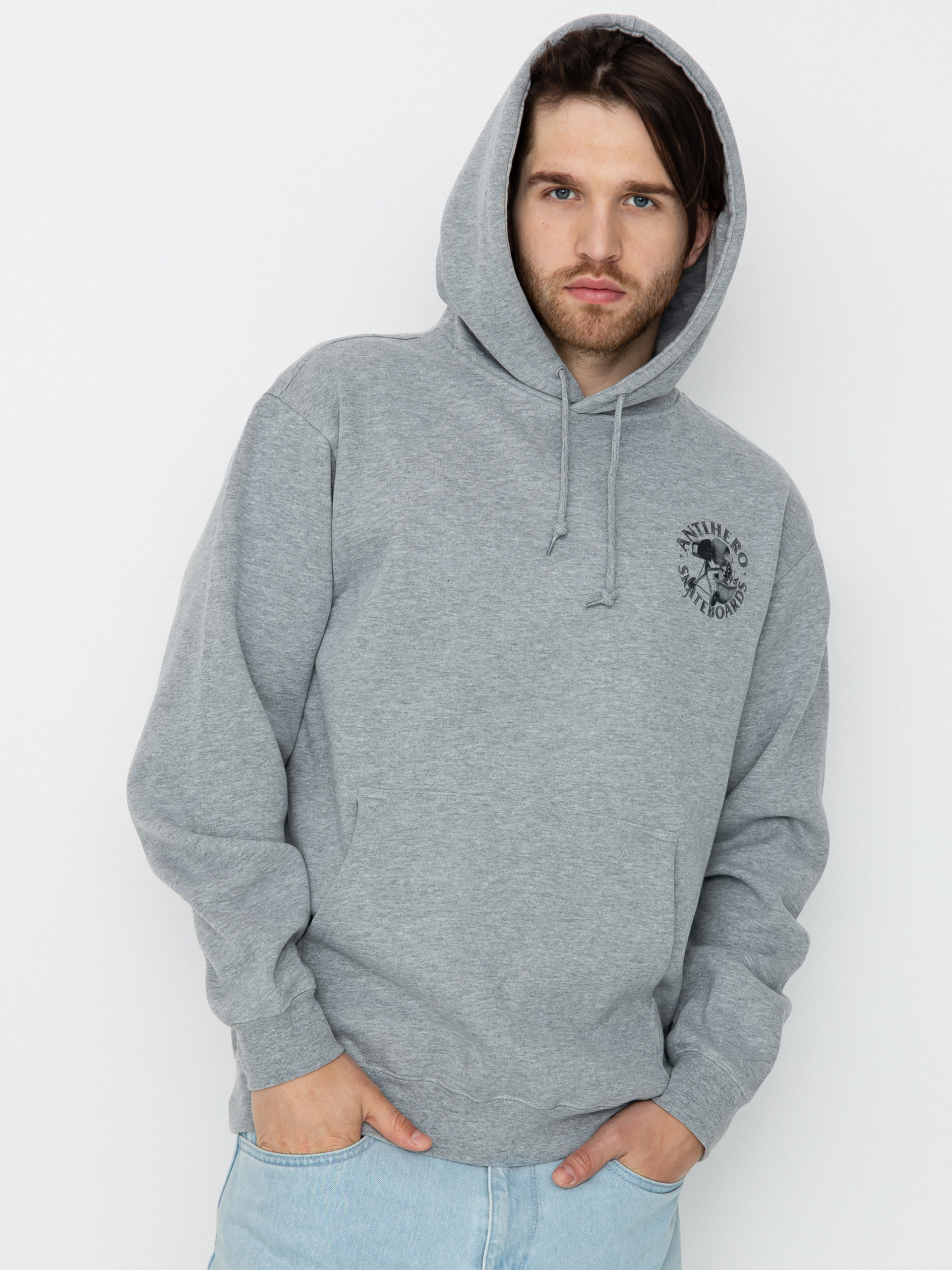 Mikina s kapucí Antihero Diy Eagle HD (heather grey w/black prints)