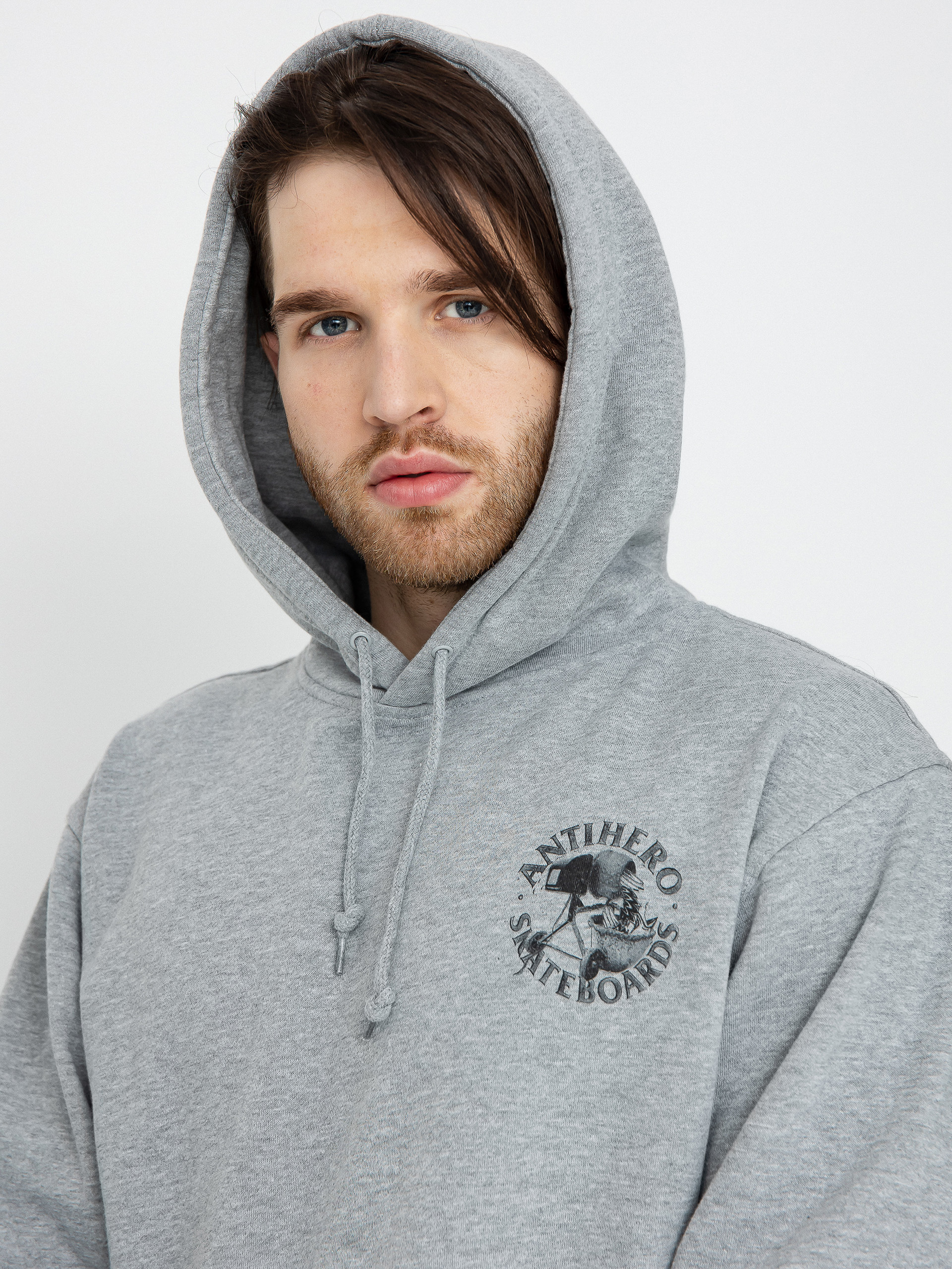 Mikina s kapucí Antihero Diy Eagle HD (heather grey w/black prints)