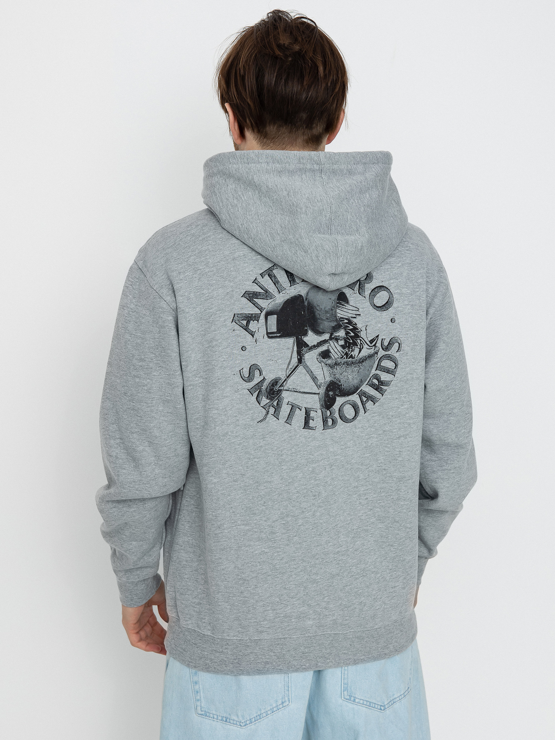 Mikina s kapucí Antihero Diy Eagle HD (heather grey w/black prints)