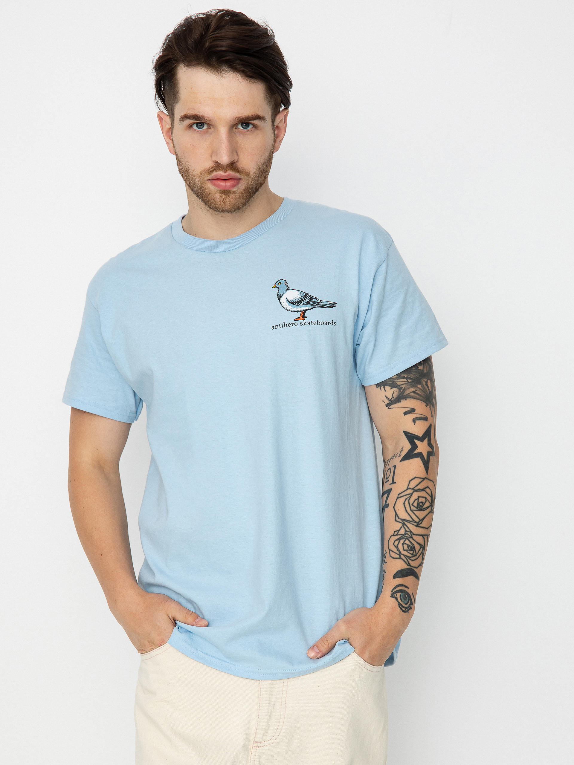 Tričko Antihero Lil Pigeon (light blue w/multi color print)