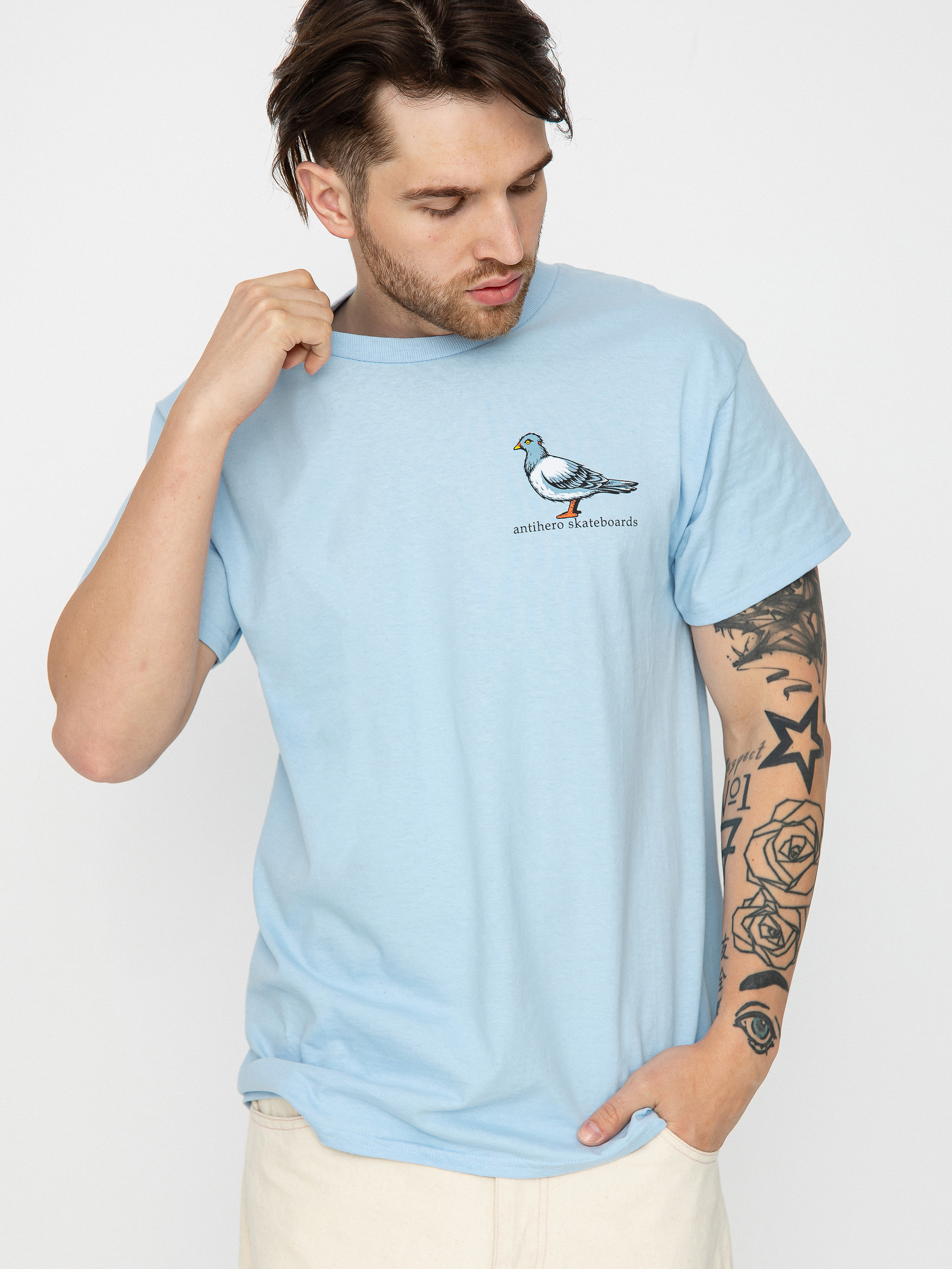 Tričko Antihero Lil Pigeon (light blue w/multi color print)