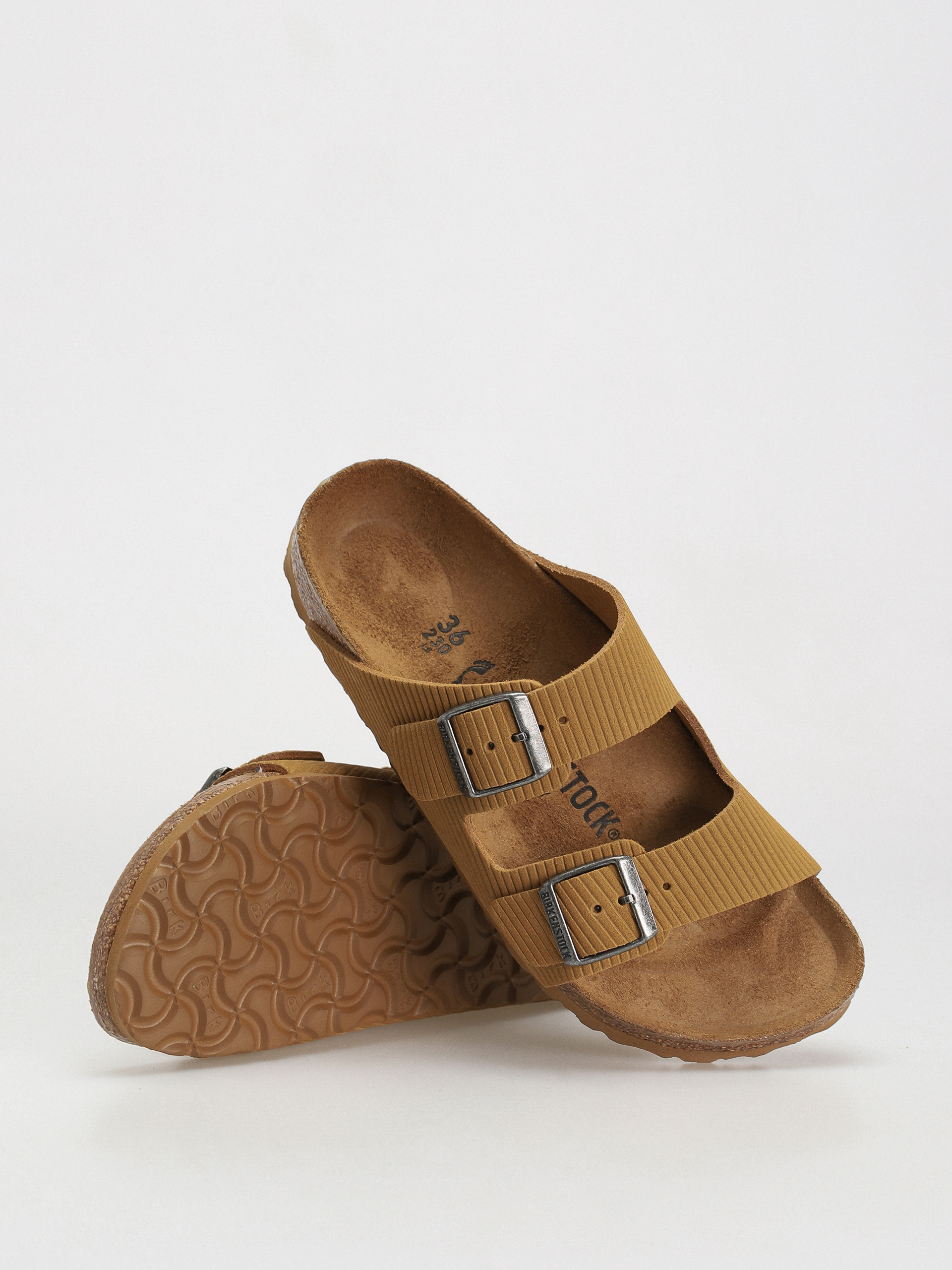 Plážovky Birkenstock Arizona Suede Embossed Narrow Wmn (corduroy cork brown)
