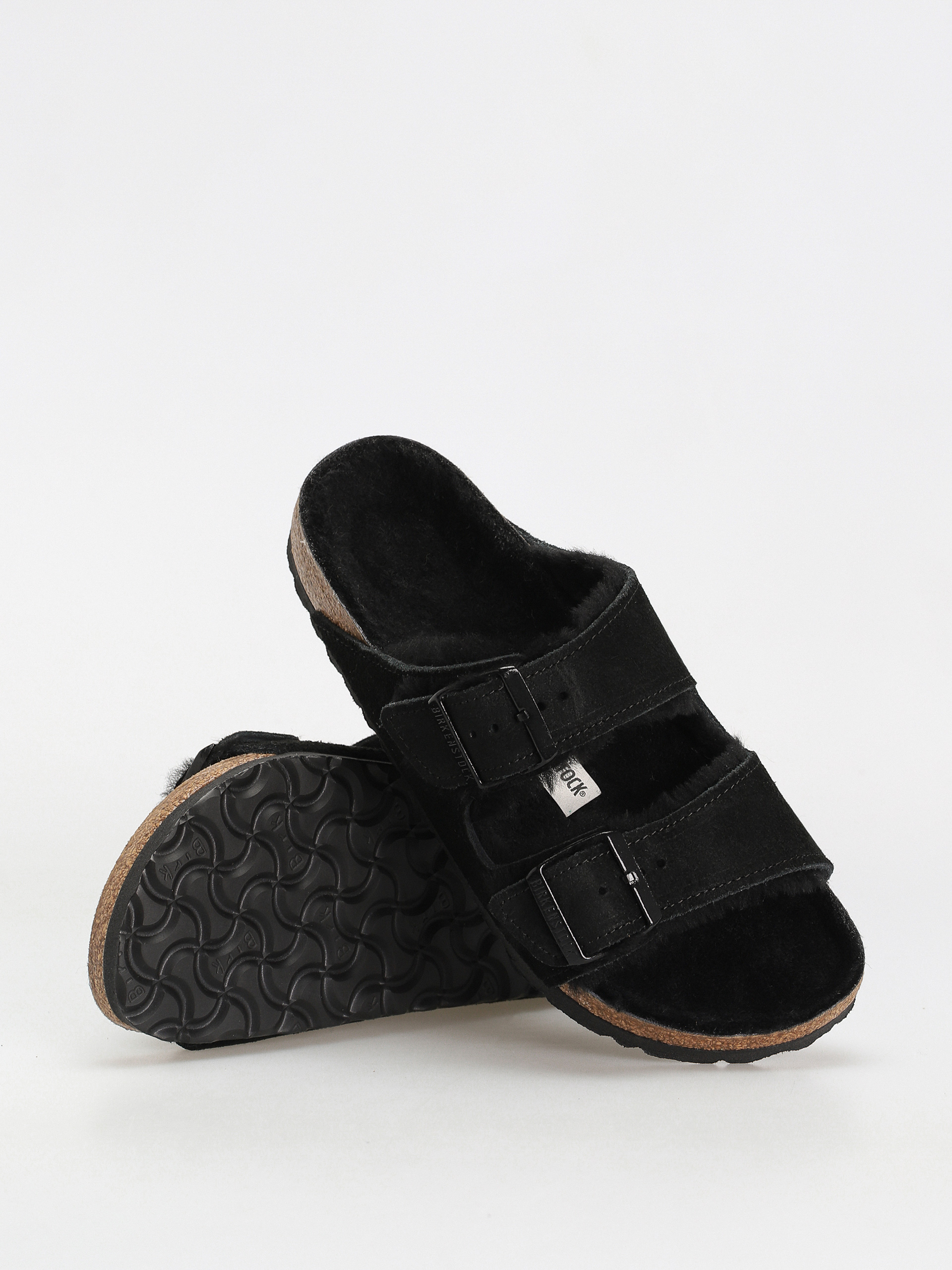 Plážovky Birkenstock Arizona Suede Leather Narrow Wmn (black)