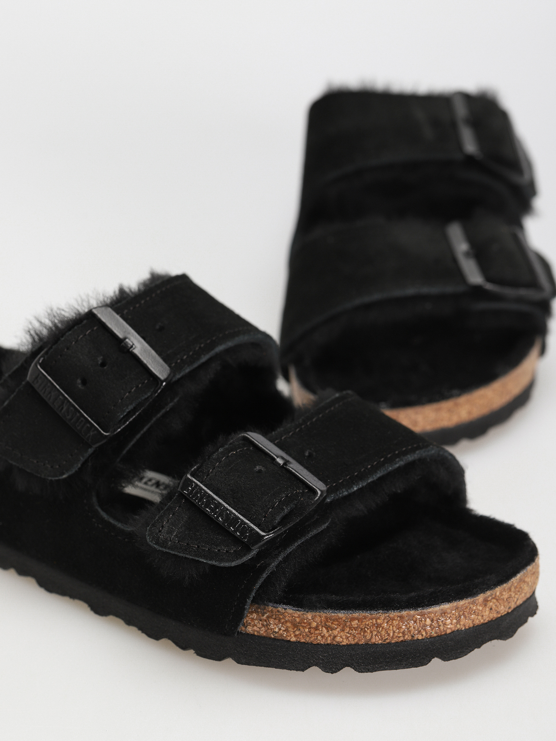 Plážovky Birkenstock Arizona Suede Leather Narrow Wmn (black)