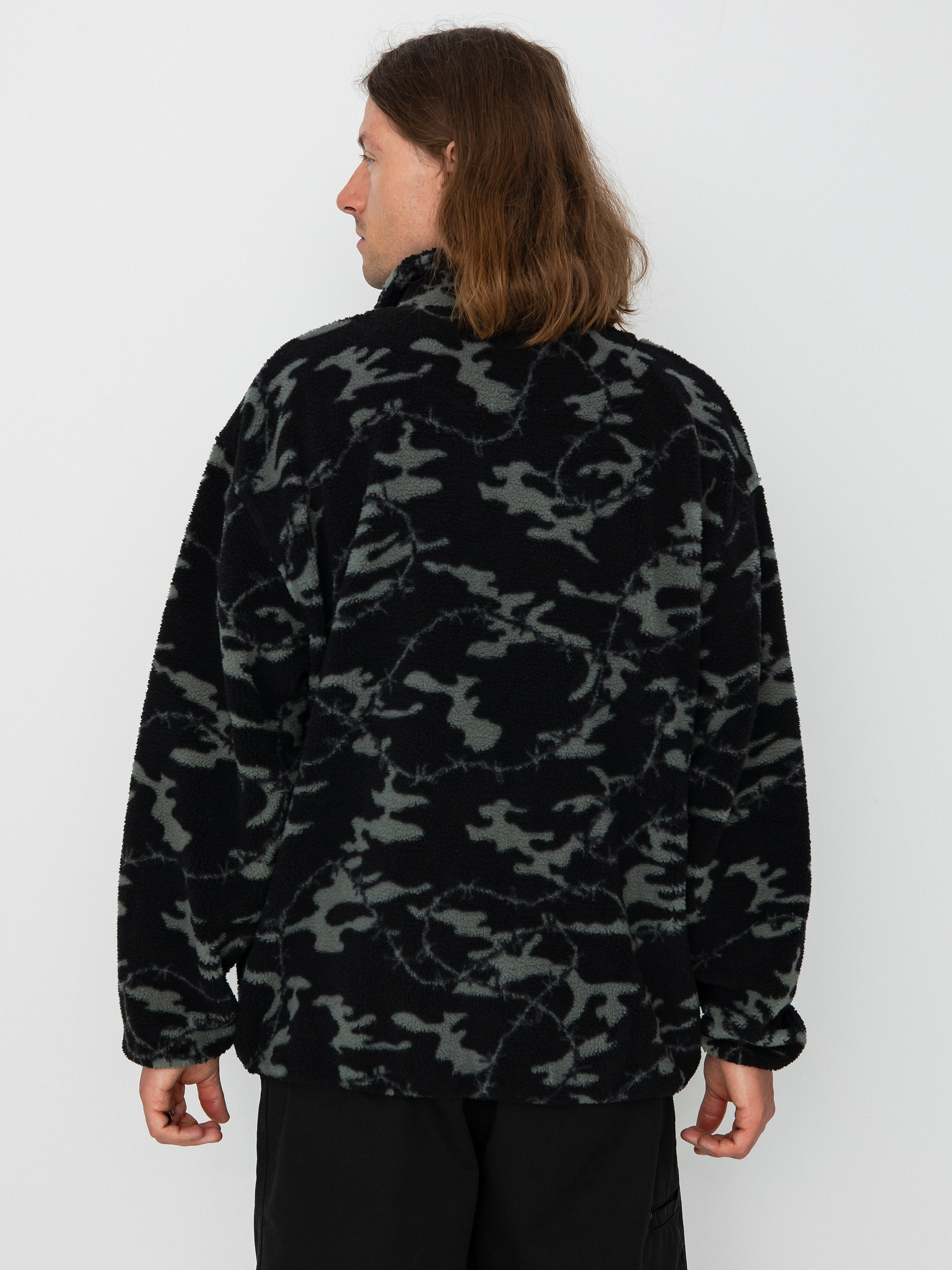 Pánský Fleecová mikina Quiksilver Mikey Zip Sherpa (black mongrel)