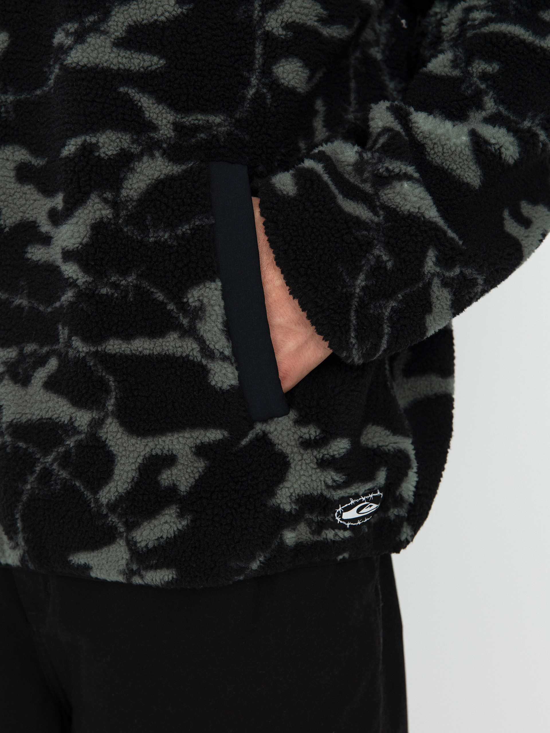 Pánský Fleecová mikina Quiksilver Mikey Zip Sherpa (black mongrel)