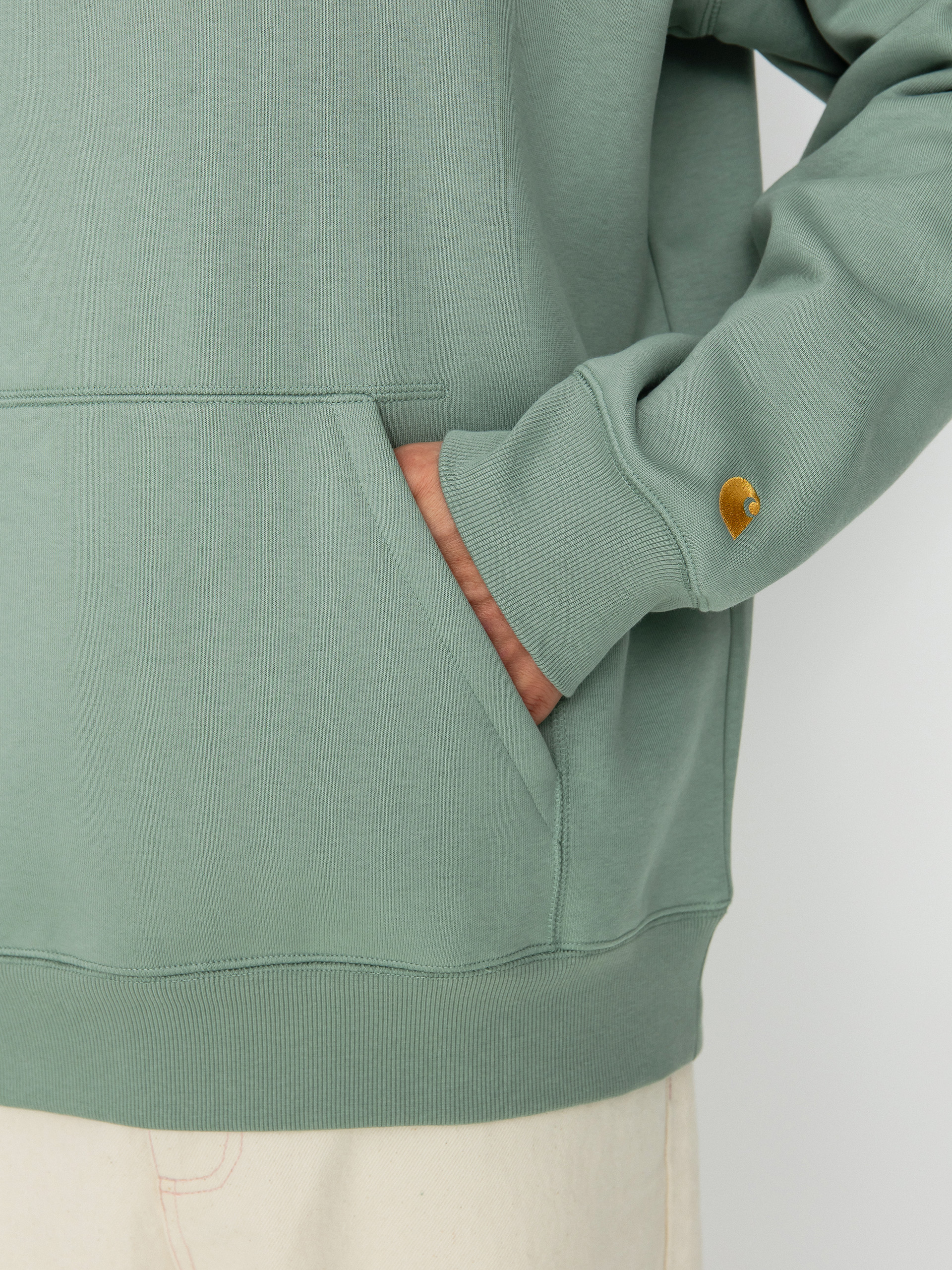 Mikina s kapucí Carhartt WIP Chase HD (glassy teal/gold)