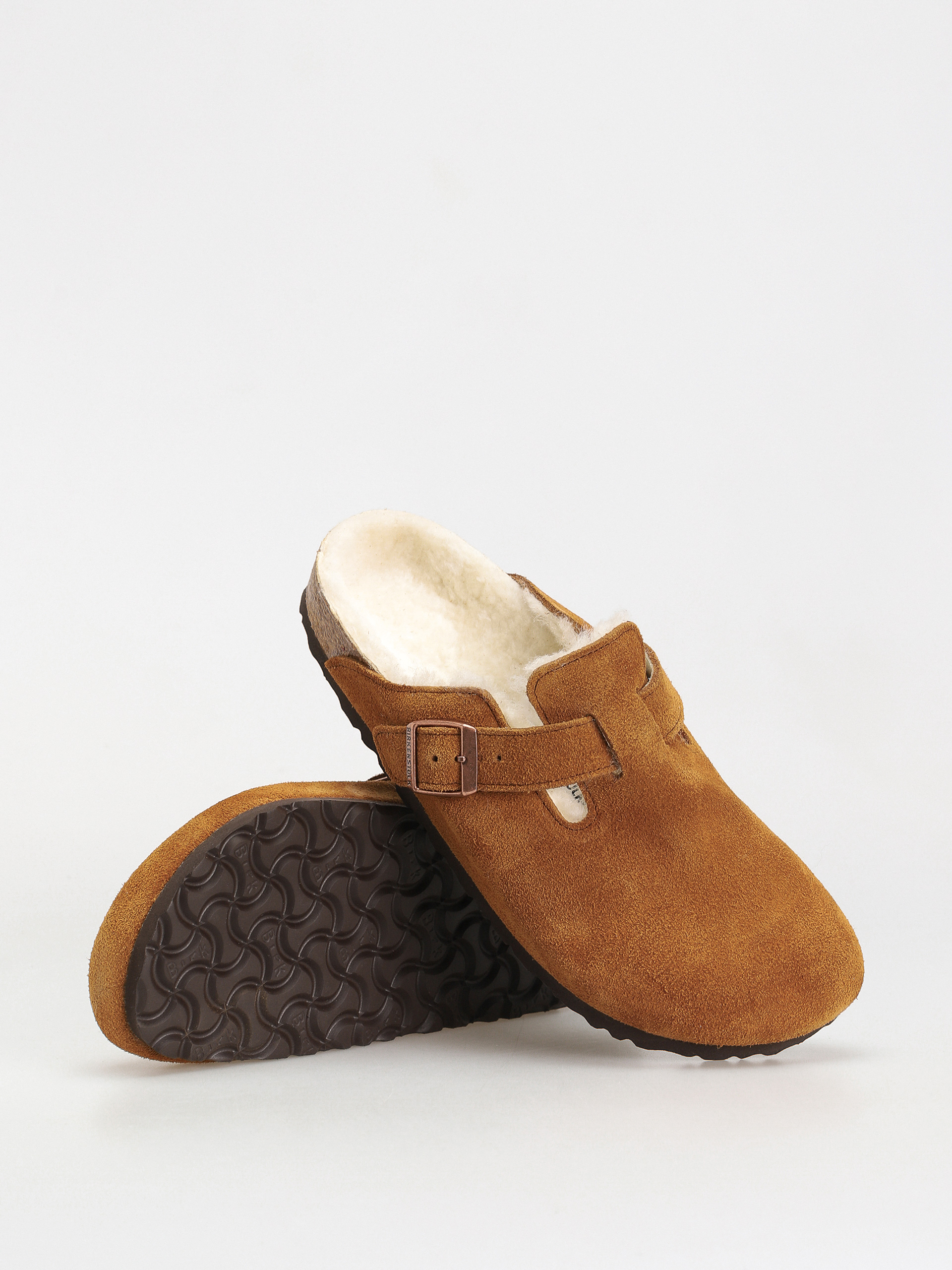 Plážovky Birkenstock Boston Suede Leather Narrow Wmn (mink)