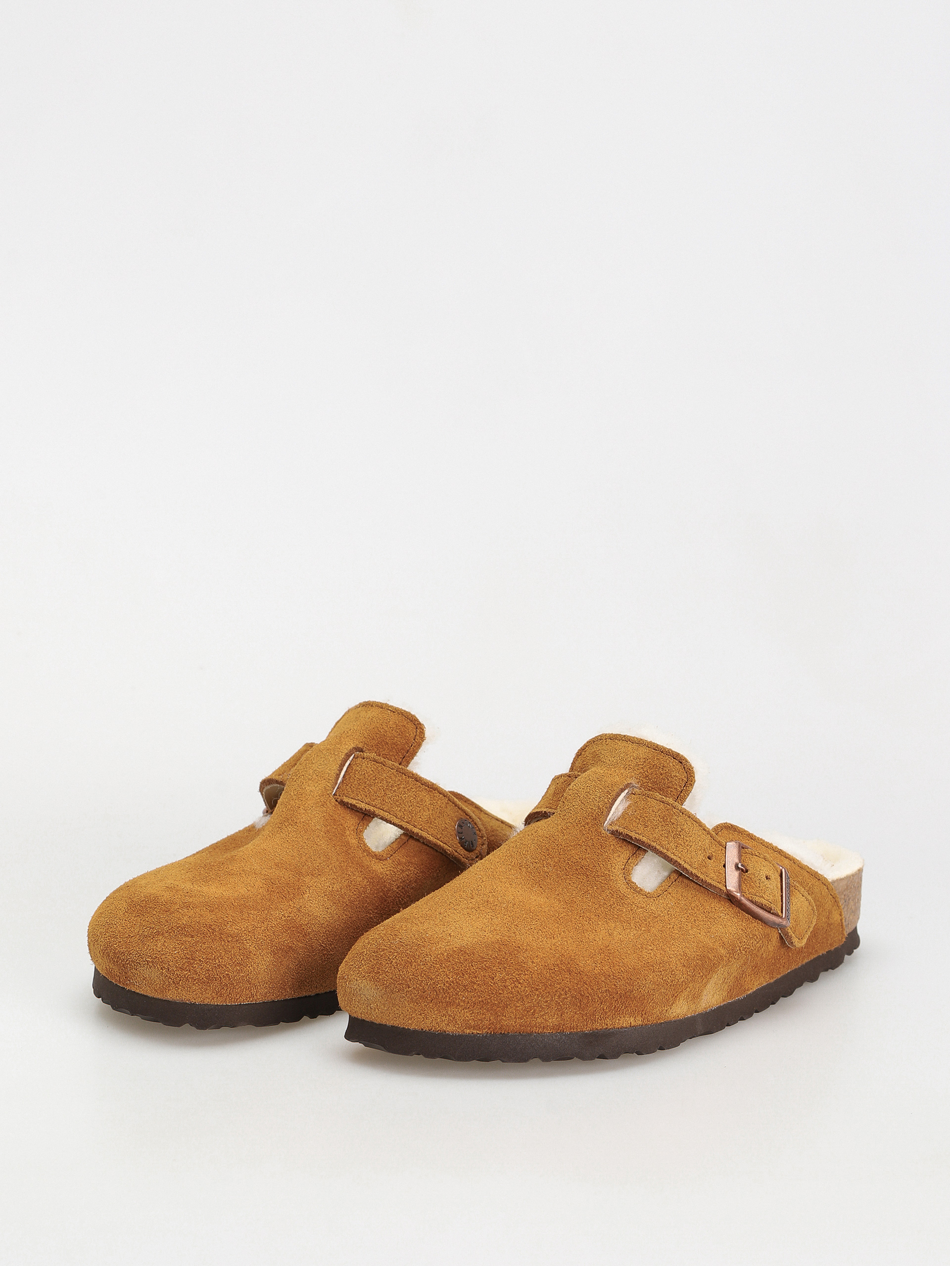Plážovky Birkenstock Boston Suede Leather Narrow Wmn (mink)