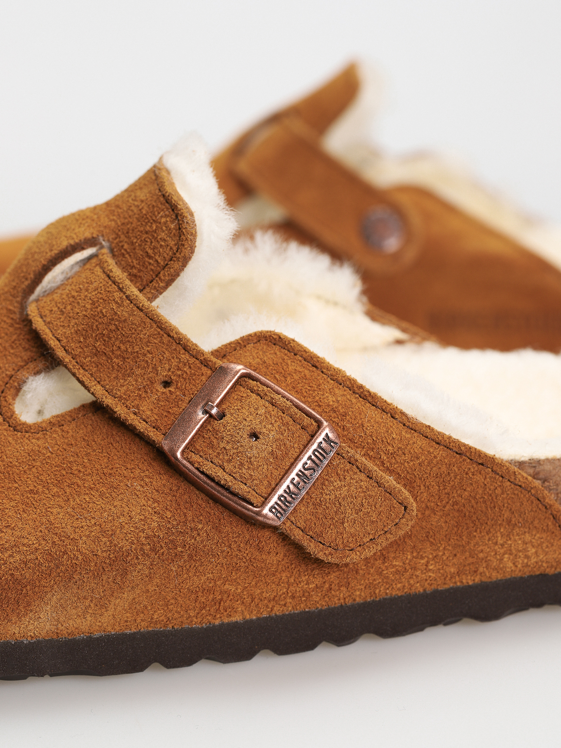 Plážovky Birkenstock Boston Suede Leather Narrow Wmn (mink)