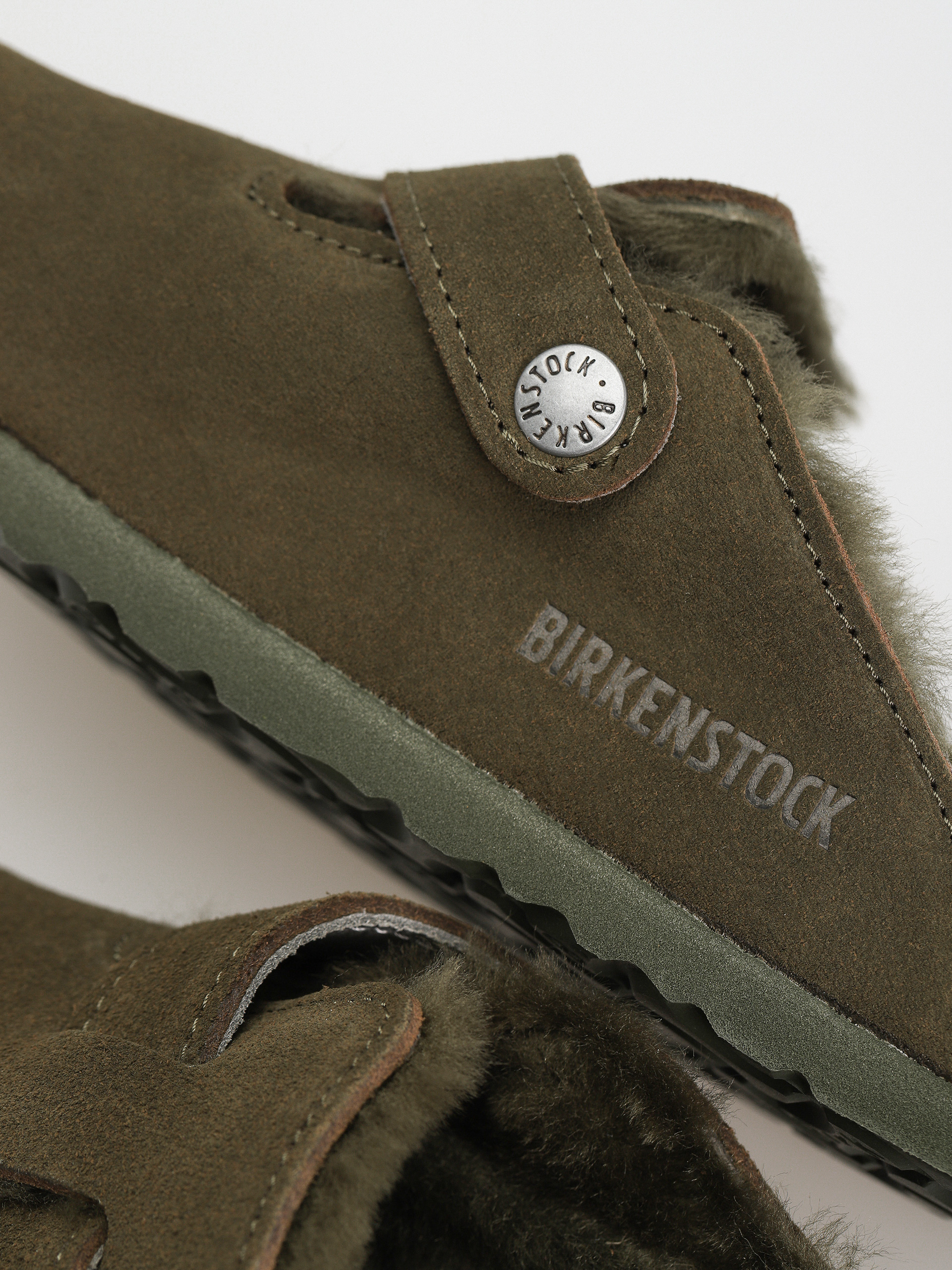 Plážovky Birkenstock Boston Suede Leather Narrow Wmn (thyme)