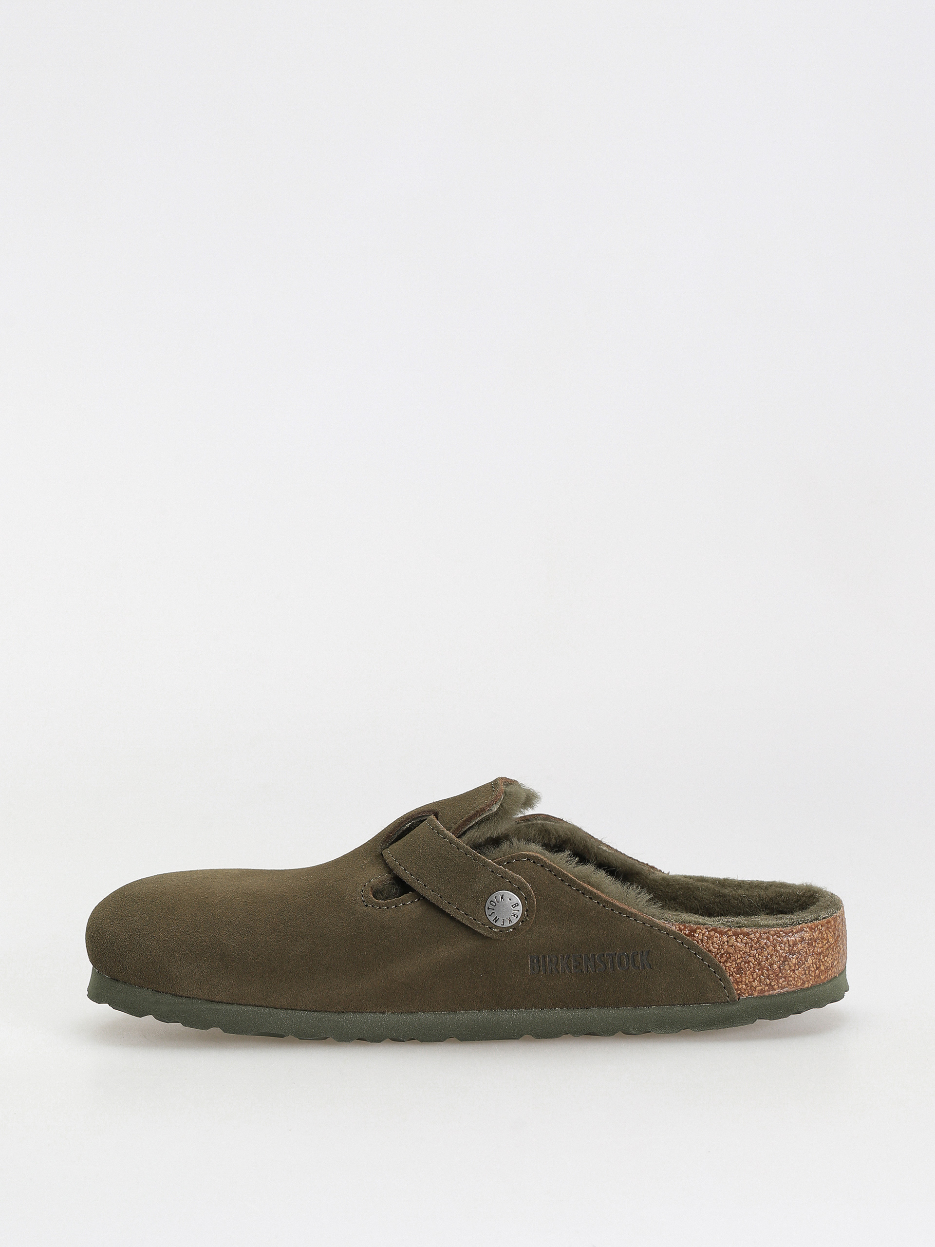 Plážovky Birkenstock Boston Suede Leather Narrow Wmn (thyme)
