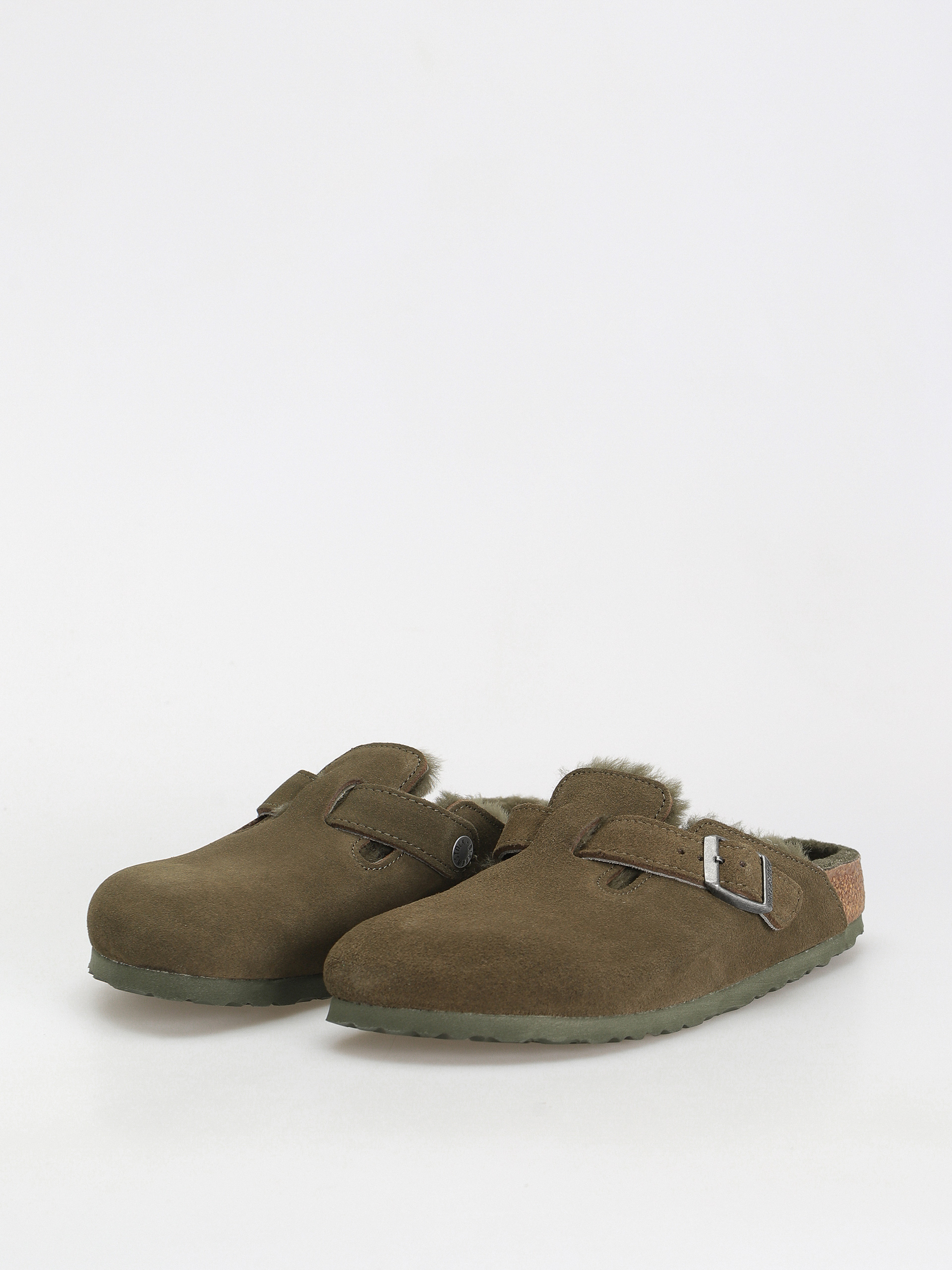 Plážovky Birkenstock Boston Suede Leather Narrow Wmn (thyme)