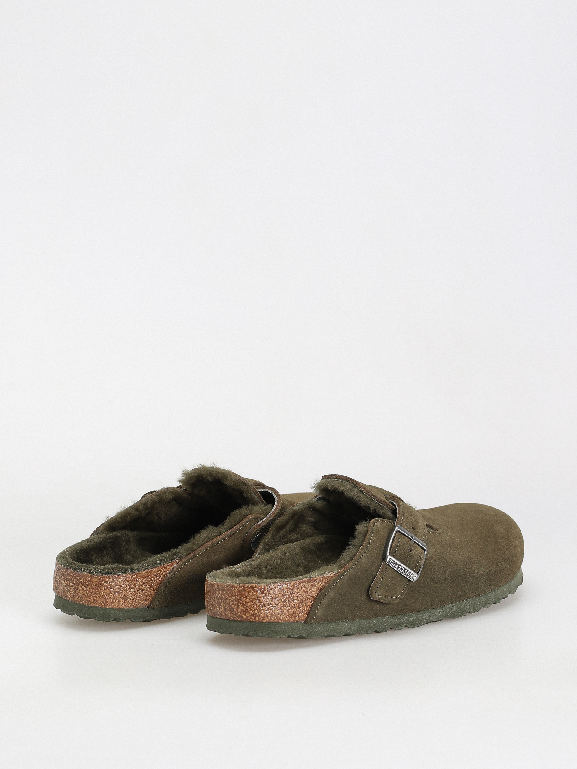 Plážovky Birkenstock Boston Suede Leather Narrow Wmn (thyme)