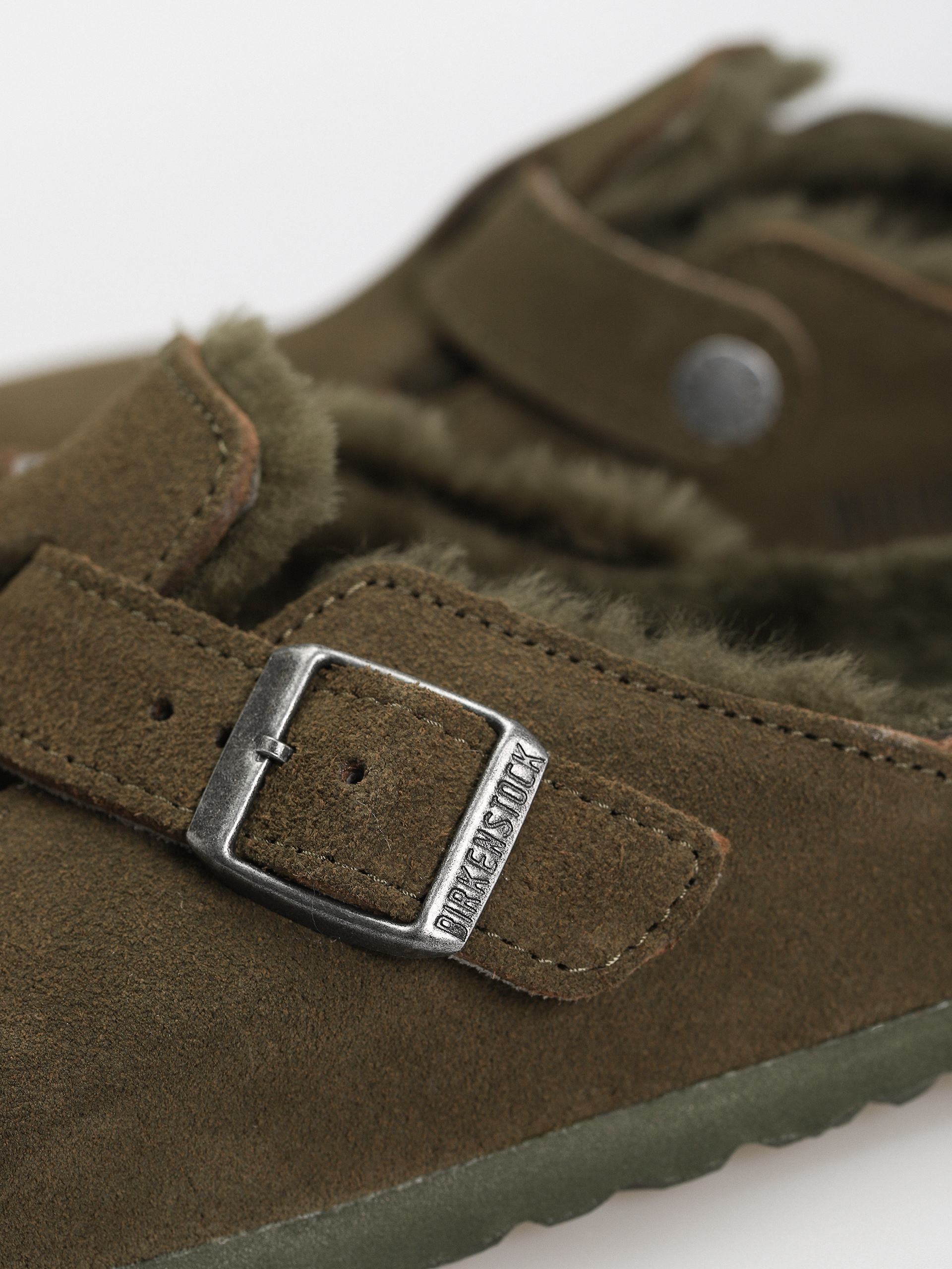 Plážovky Birkenstock Boston Suede Leather Narrow Wmn (thyme)
