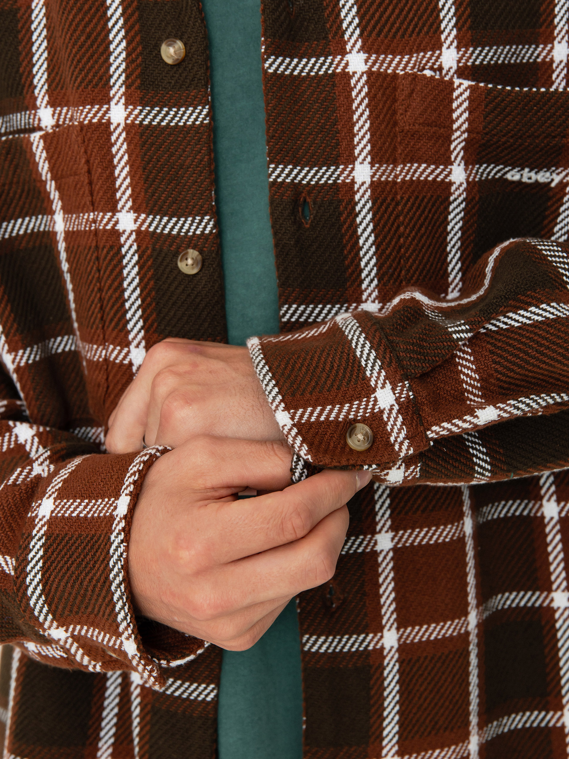 Košile OBEY Bigwig Plaid (sepia multi)