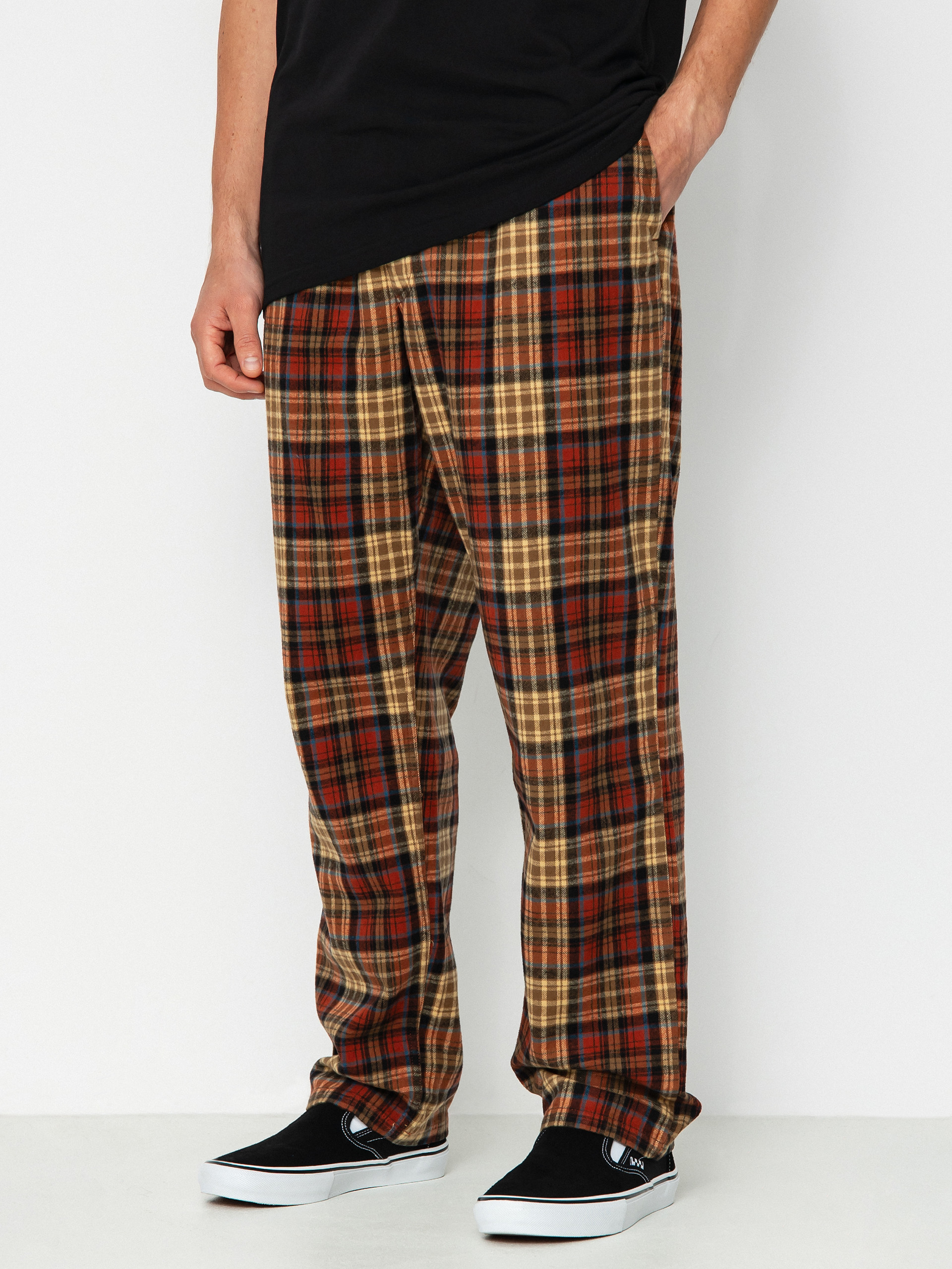 Kalhoty Vans Range Loose Tapered Flannel (taos taupe/burnt henna)