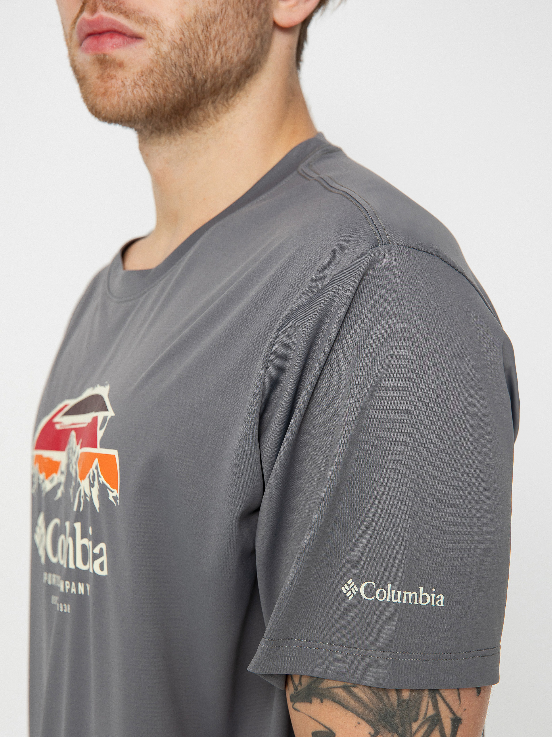 Tričko Columbia Hike Graphic (city grey/hikers haven graphic)