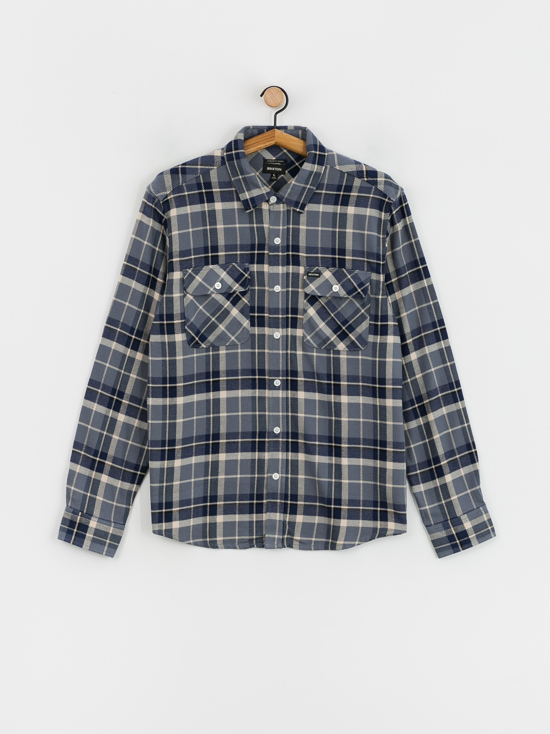 Košile Brixton Bowery Flannel Ls (flint blue/twilight blue/beige)