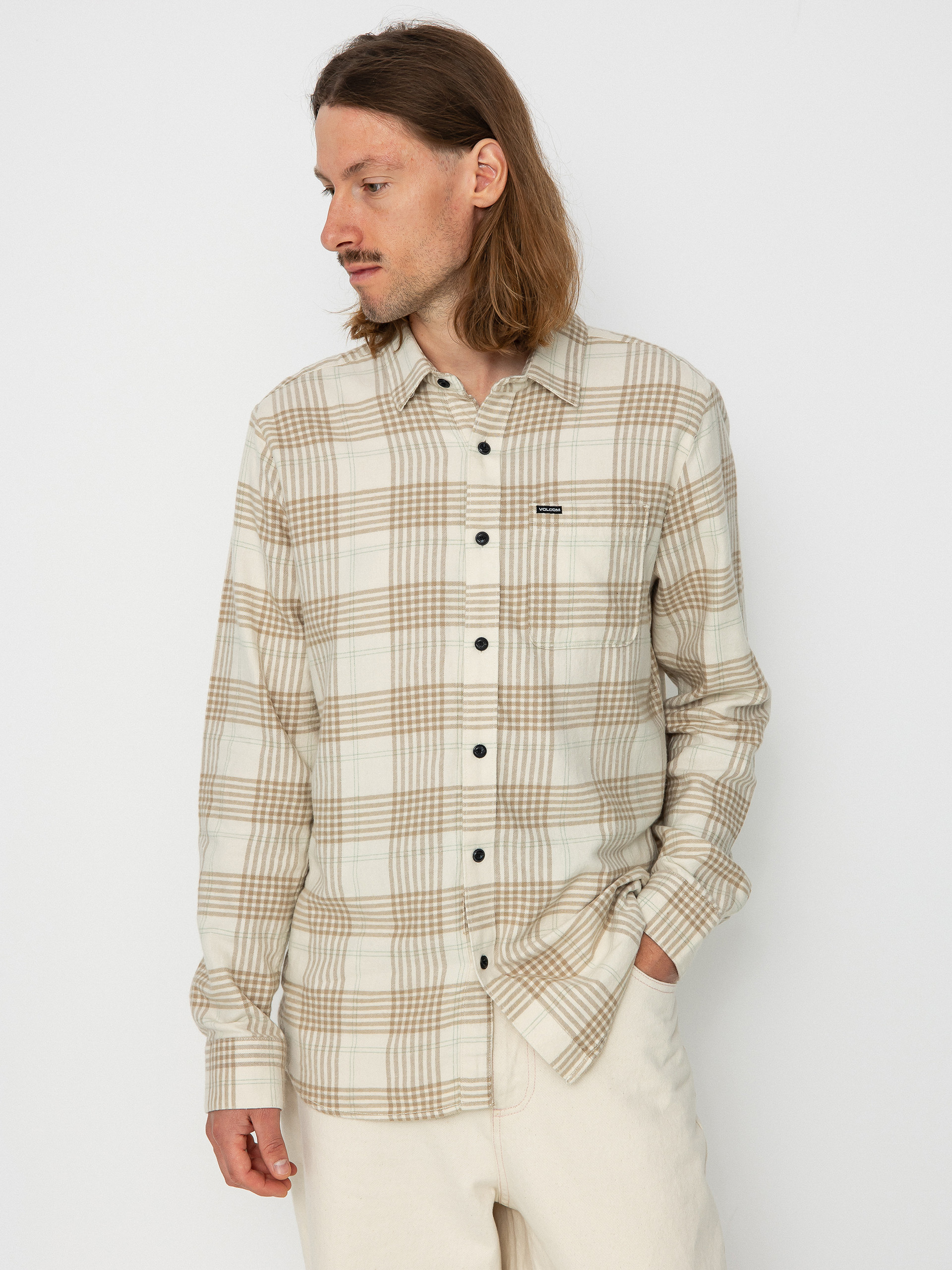 Košile Volcom Caden Plaid Ls (dirty white)