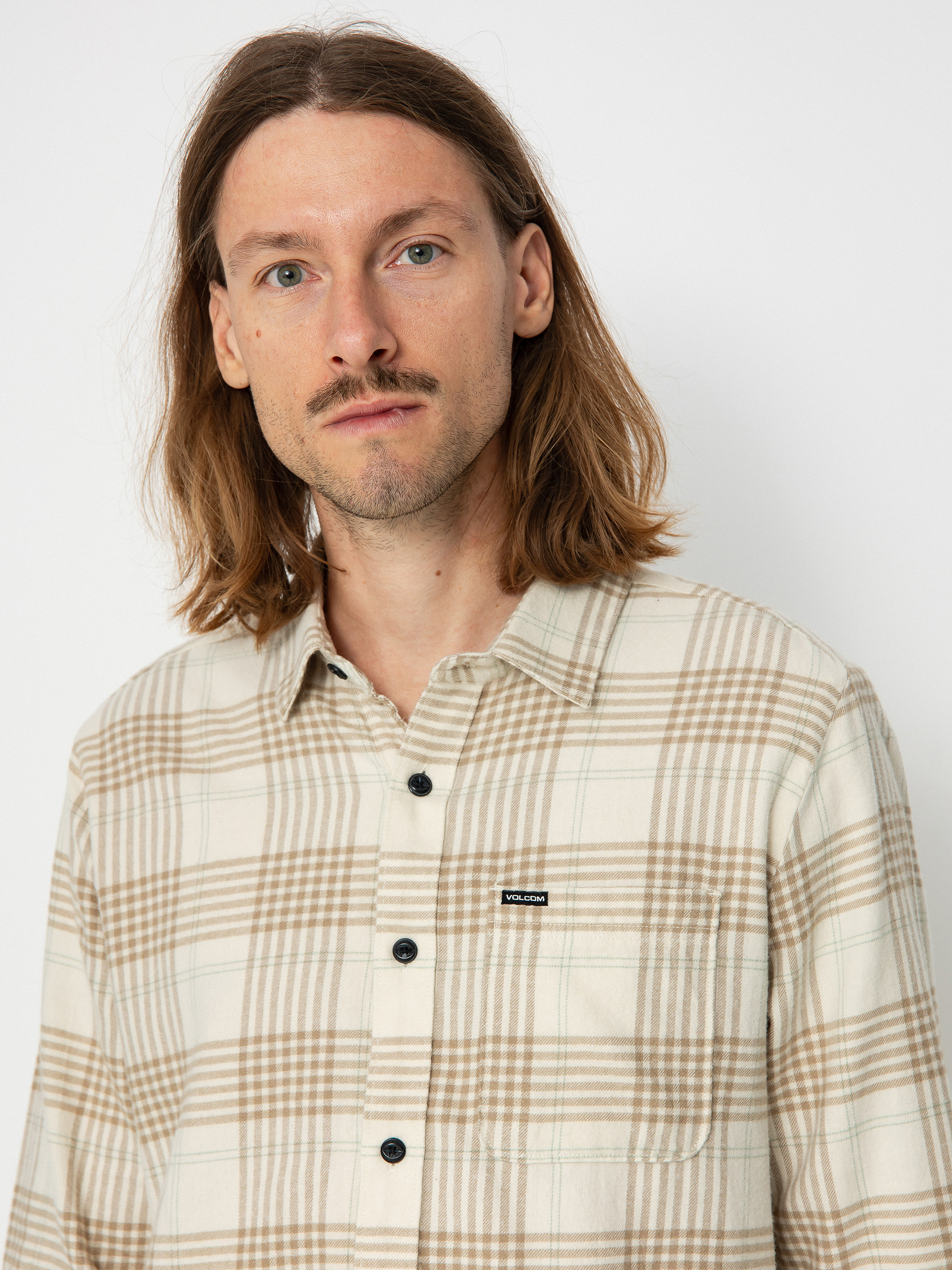 Košile Volcom Caden Plaid Ls (dirty white)
