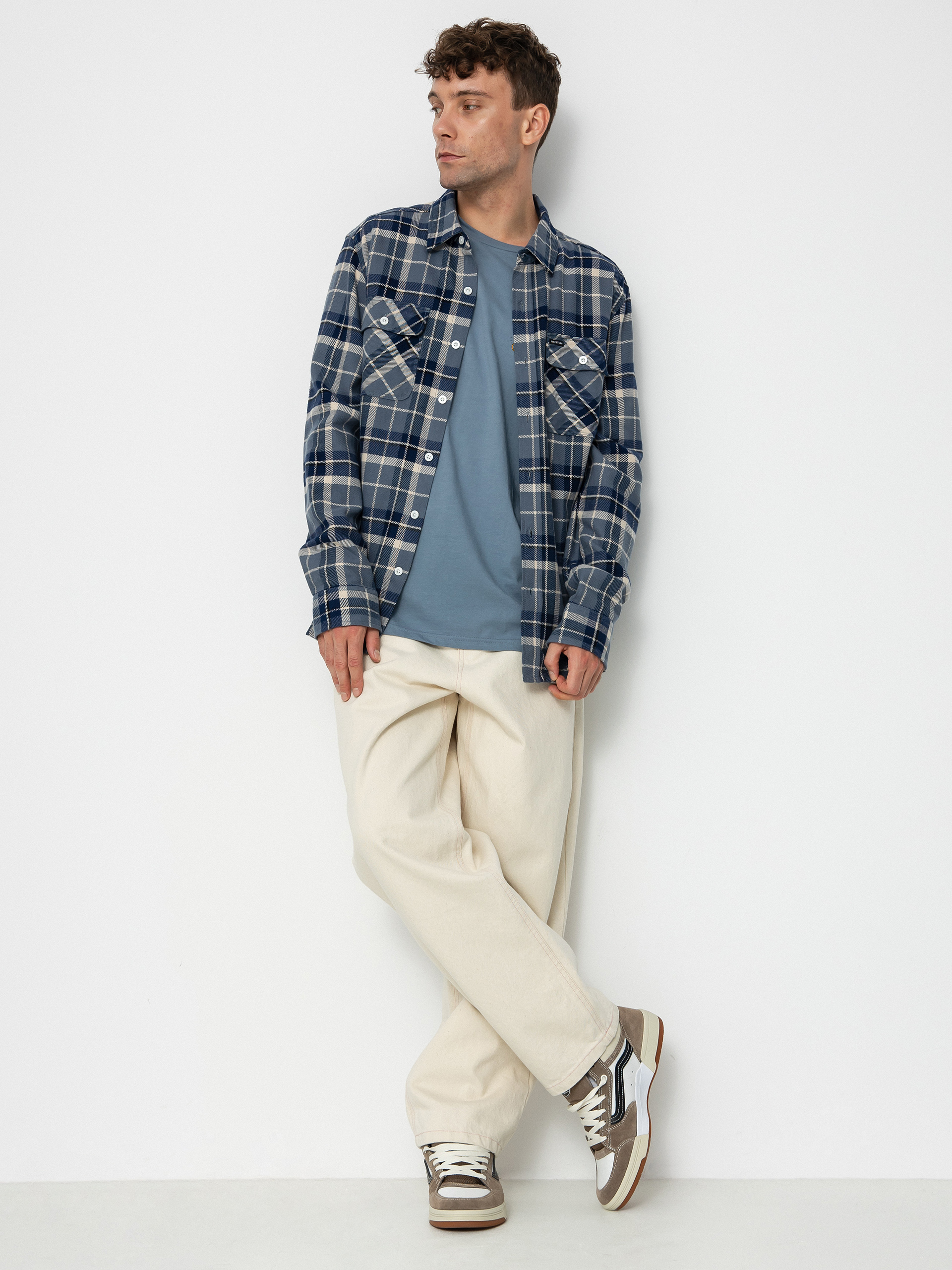 Košile Brixton Bowery Flannel Ls (flint blue/twilight blue/beige)
