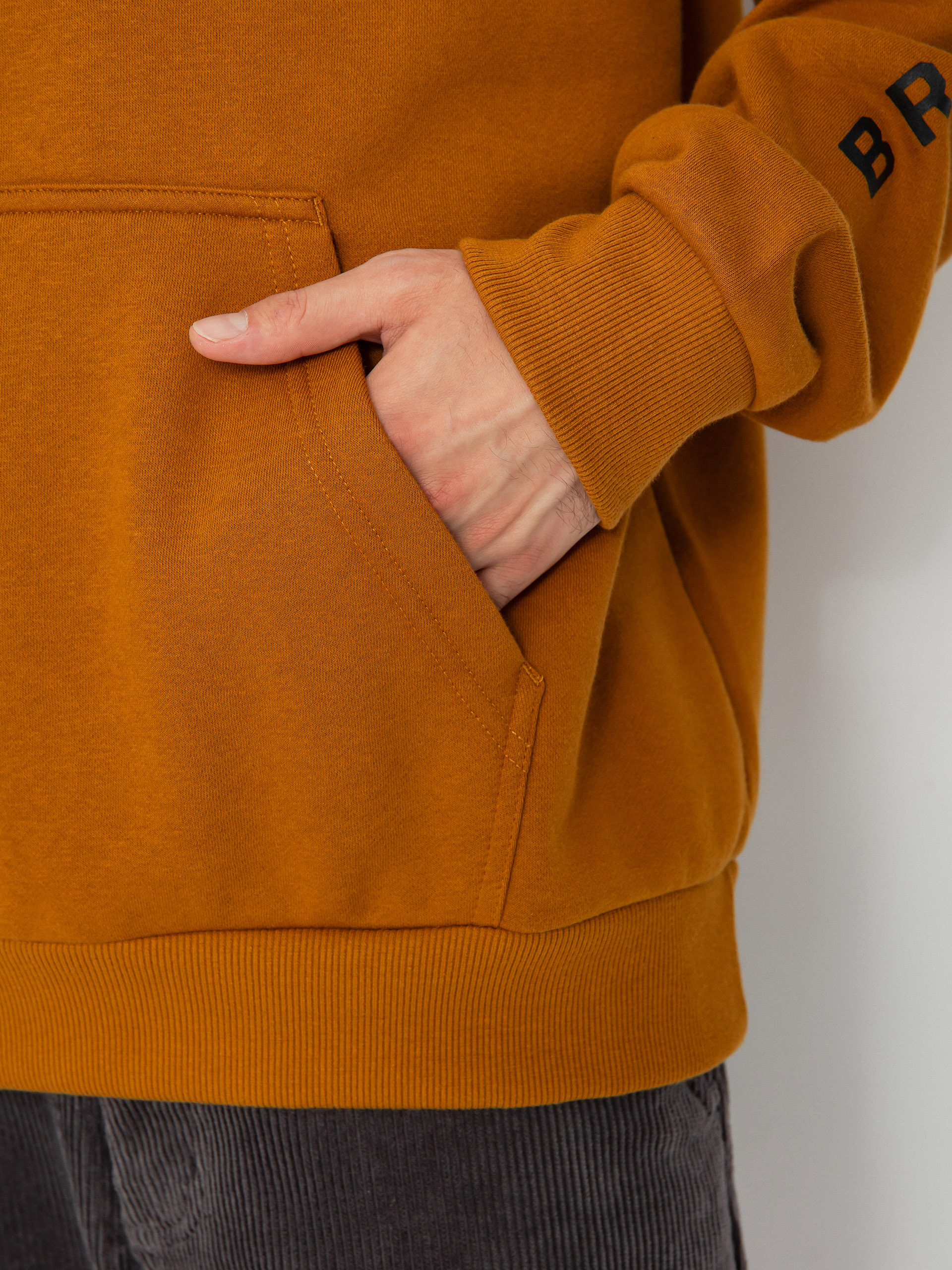 Mikina s kapucí Brixton Crest HD (golden brown/white/black)