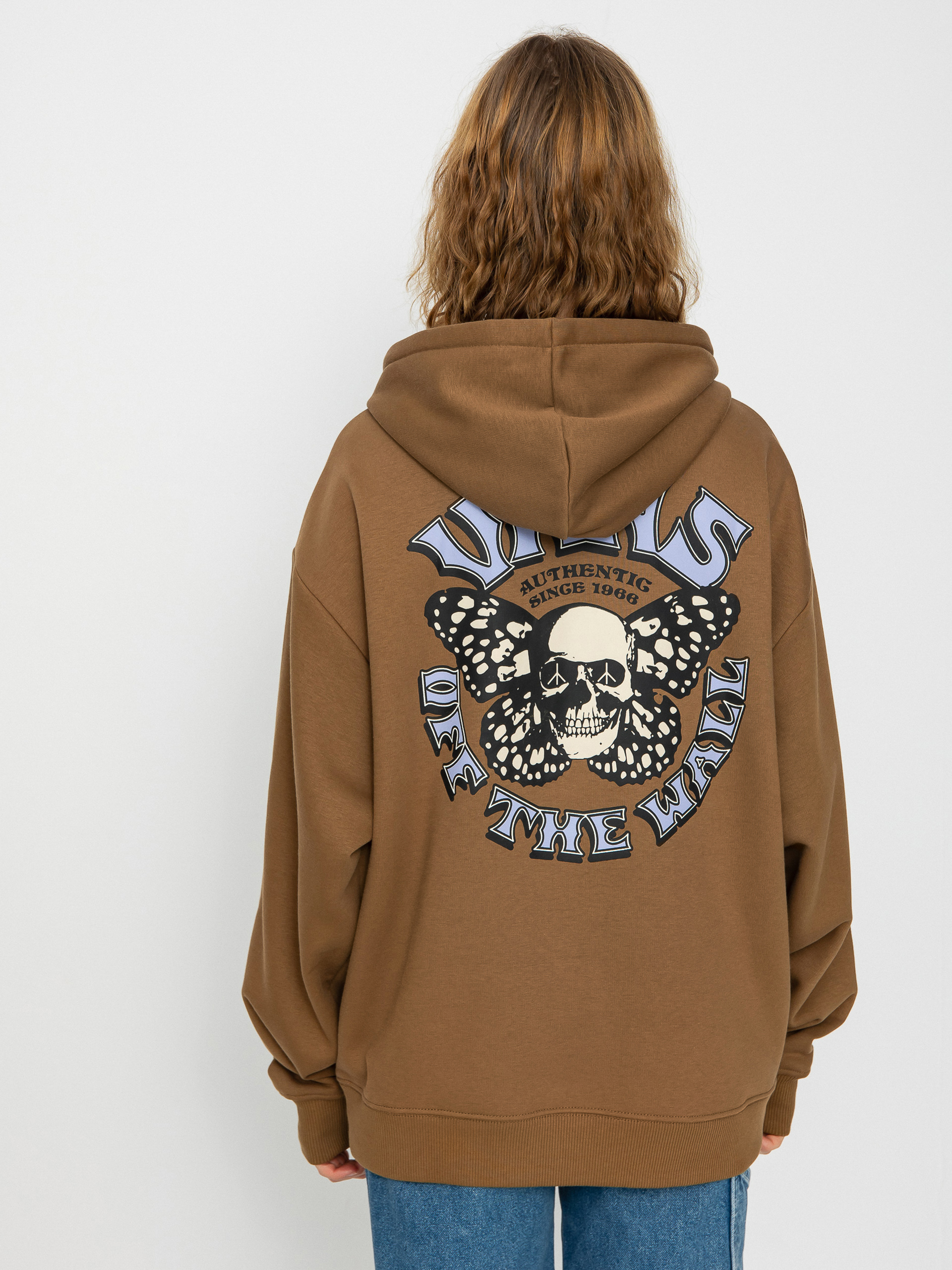Mikina s kapucí Vans Skullyfly Os HD Wmn (music academy sepia)