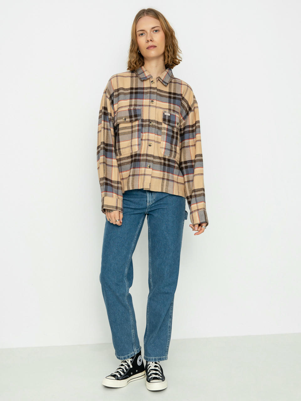 Košile Brixton Bowery Flannel Ls Wmn (sesame/flint blue)