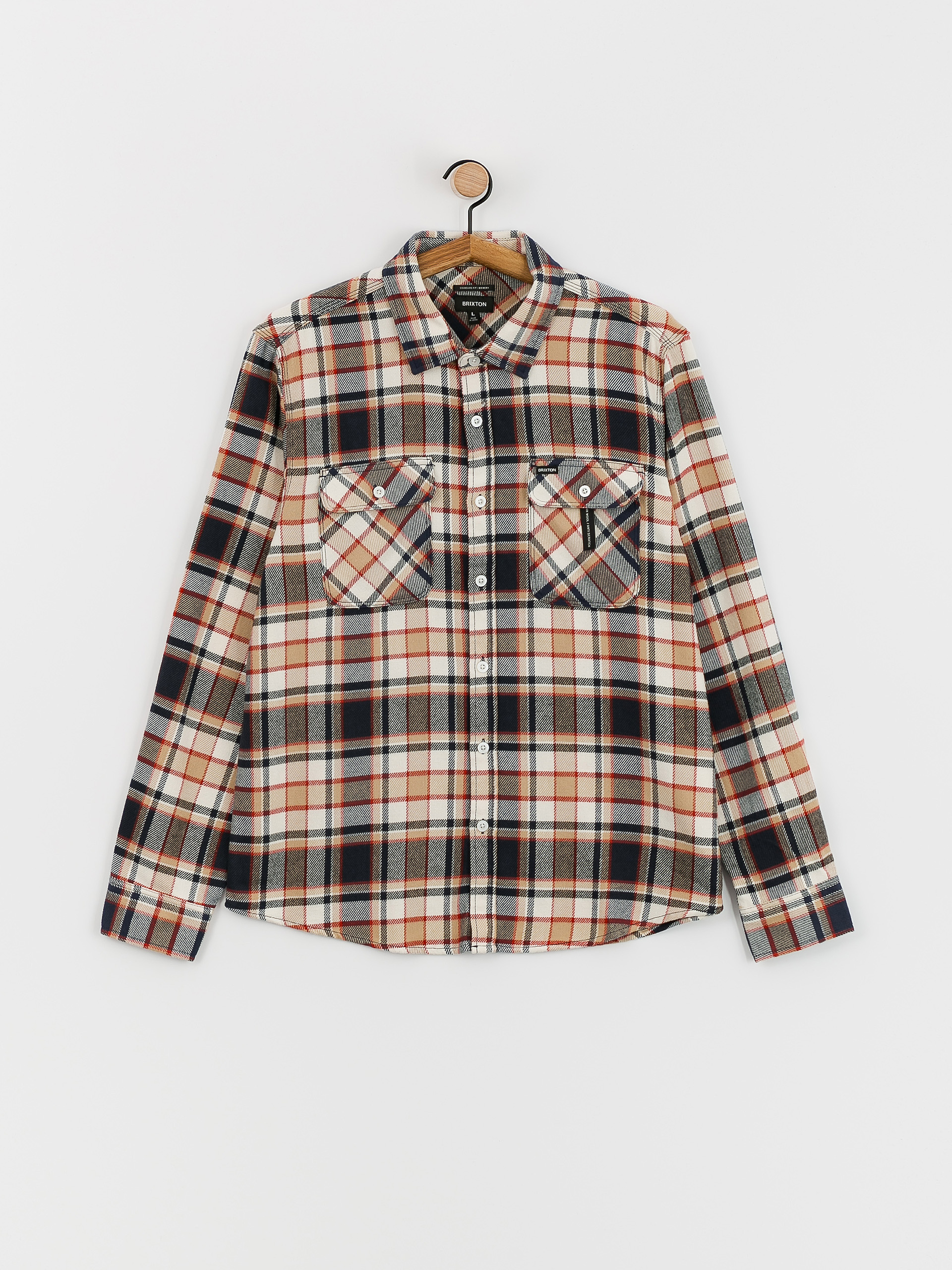 Košile Brixton Bowery Flannel Ls (washed navy/barn red/off white)
