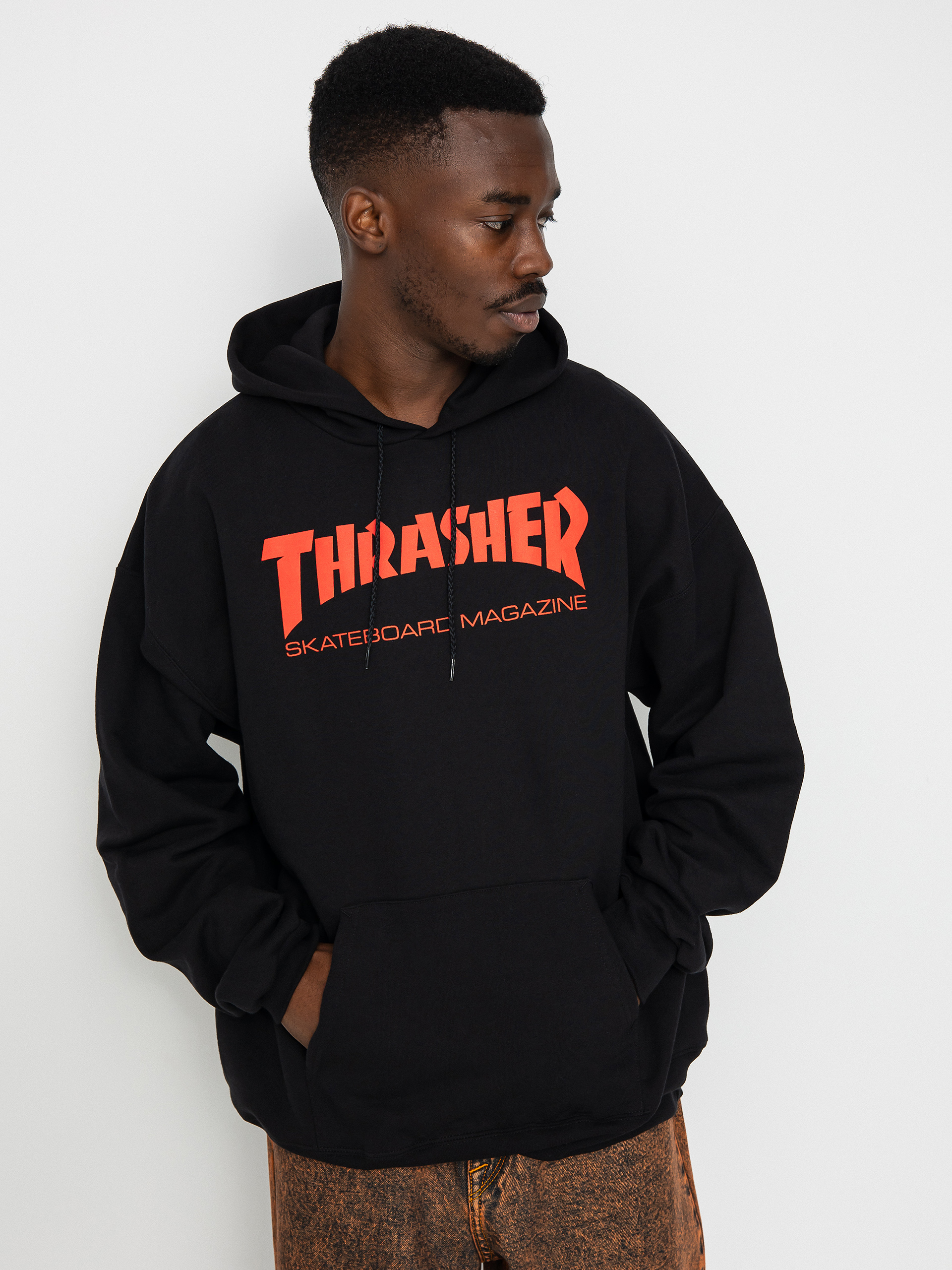 Mikina s kapucí Thrasher Skate Mag HD (black/red)