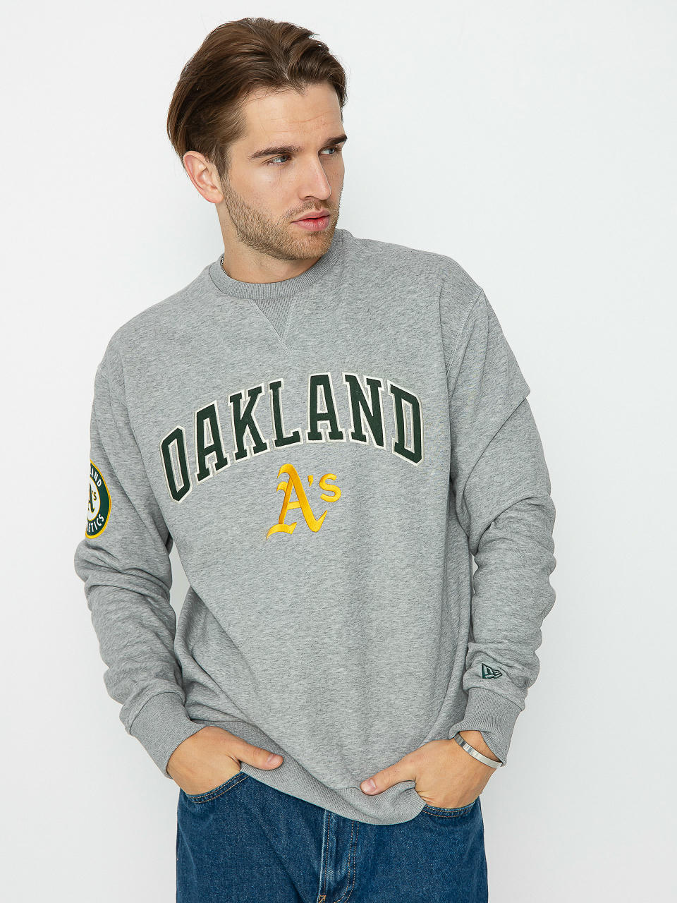 Mikina New Era MLB Oakland Atheltics (heather grey/dark green)