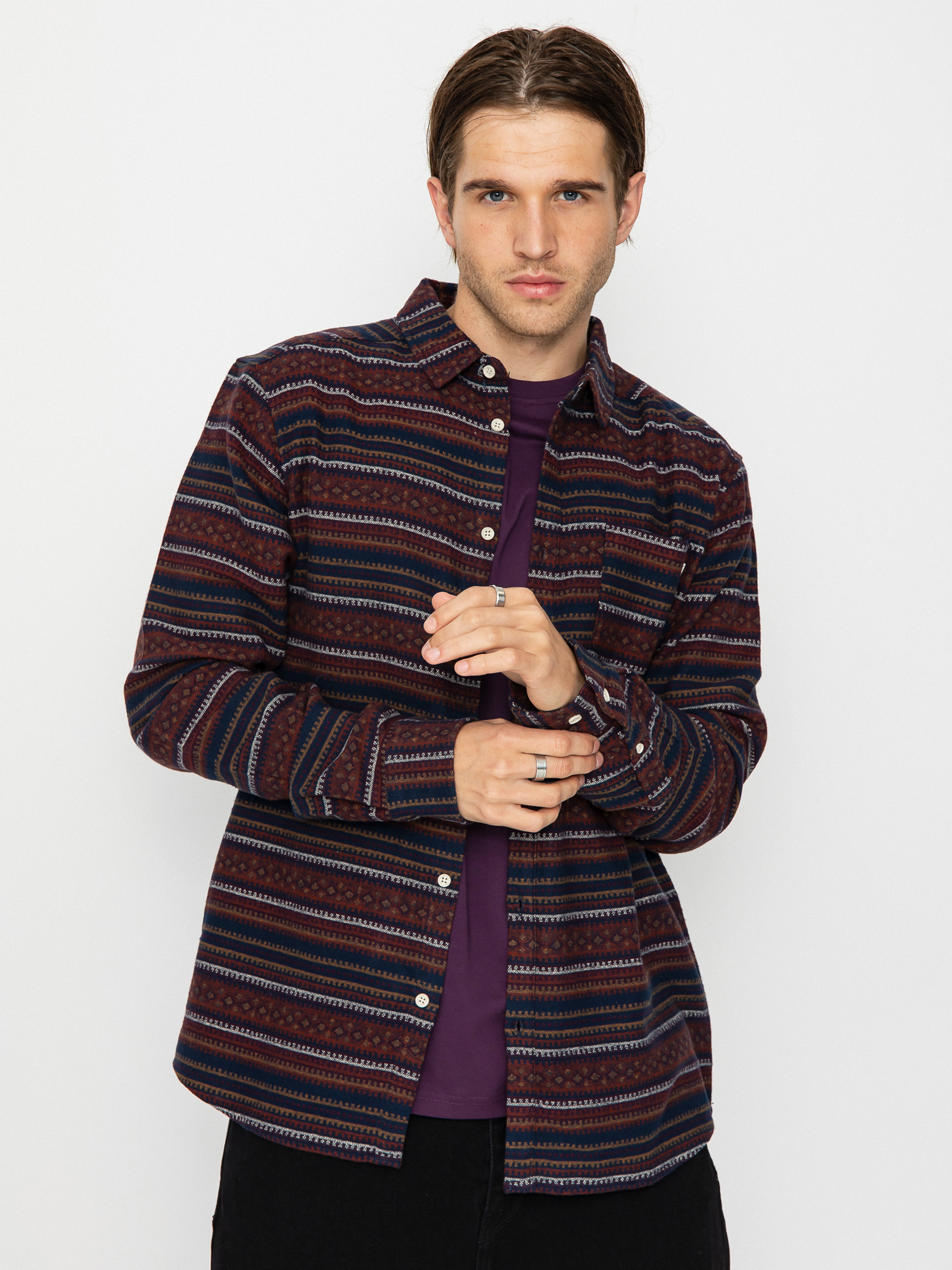 Košile Iriedaily Insito Stripe (navy wine)