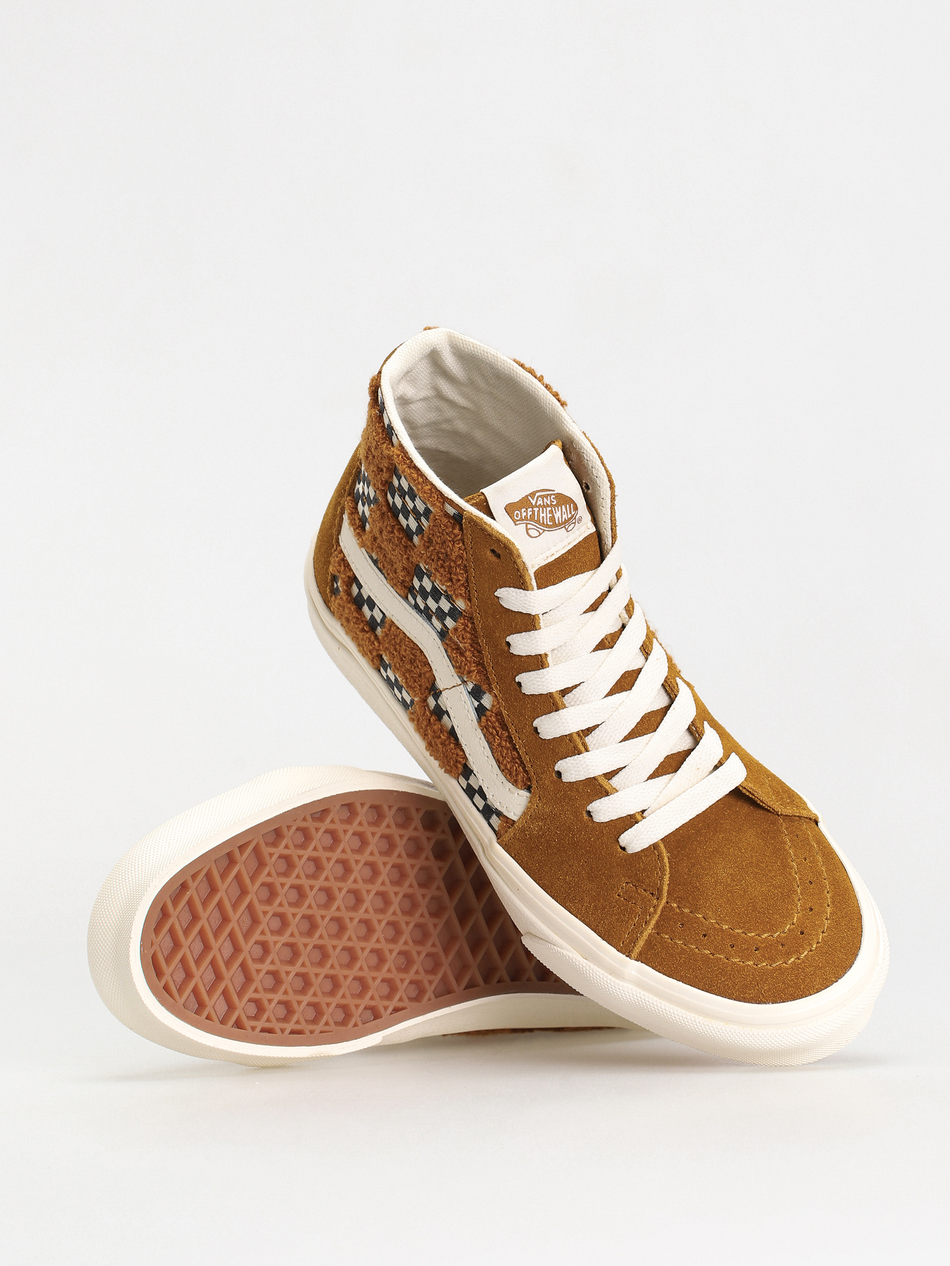 Boty Vans Sk8 Hi Tapered (tufted check golden brown)