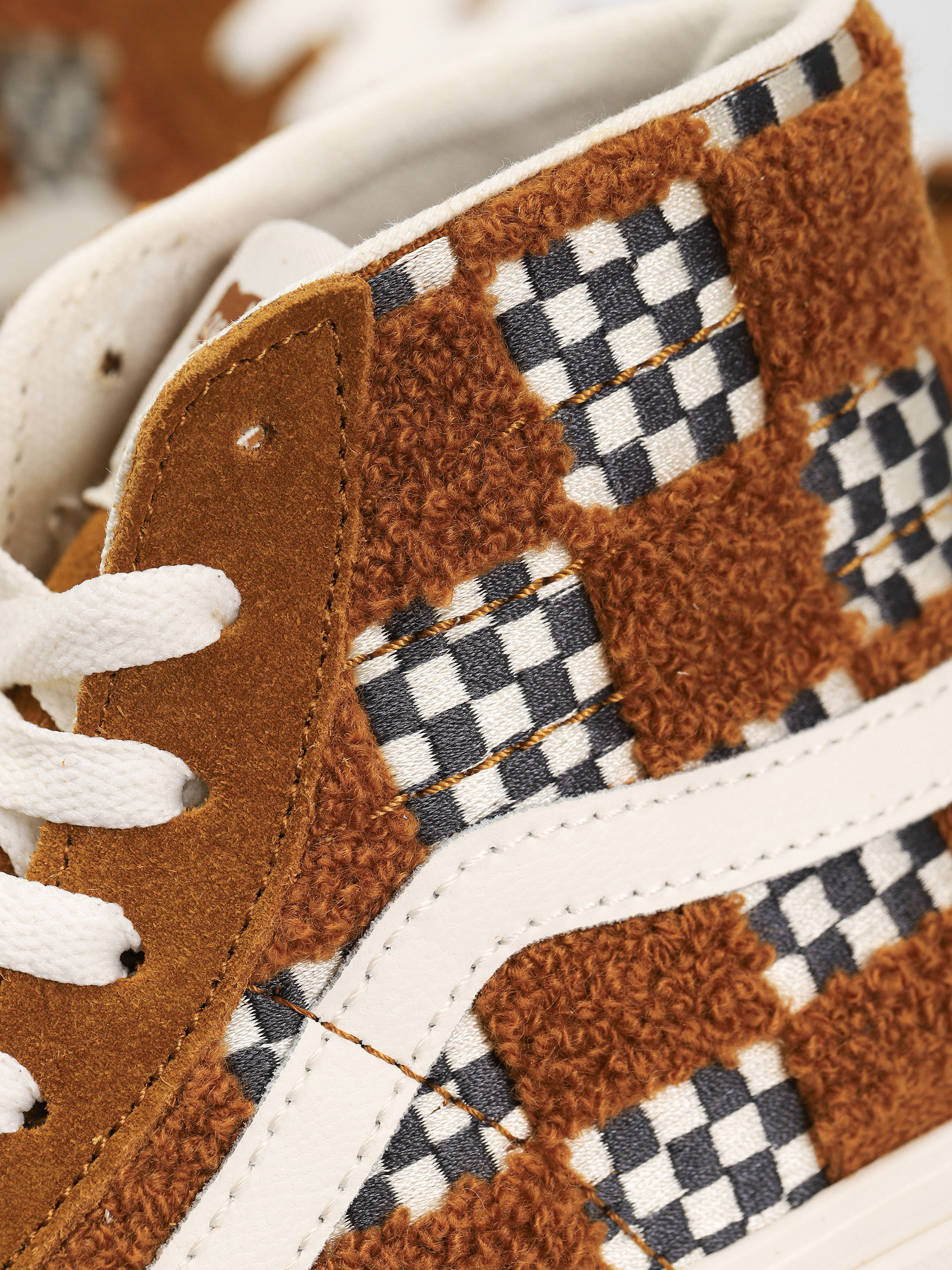 Boty Vans Sk8 Hi Tapered (tufted check golden brown)