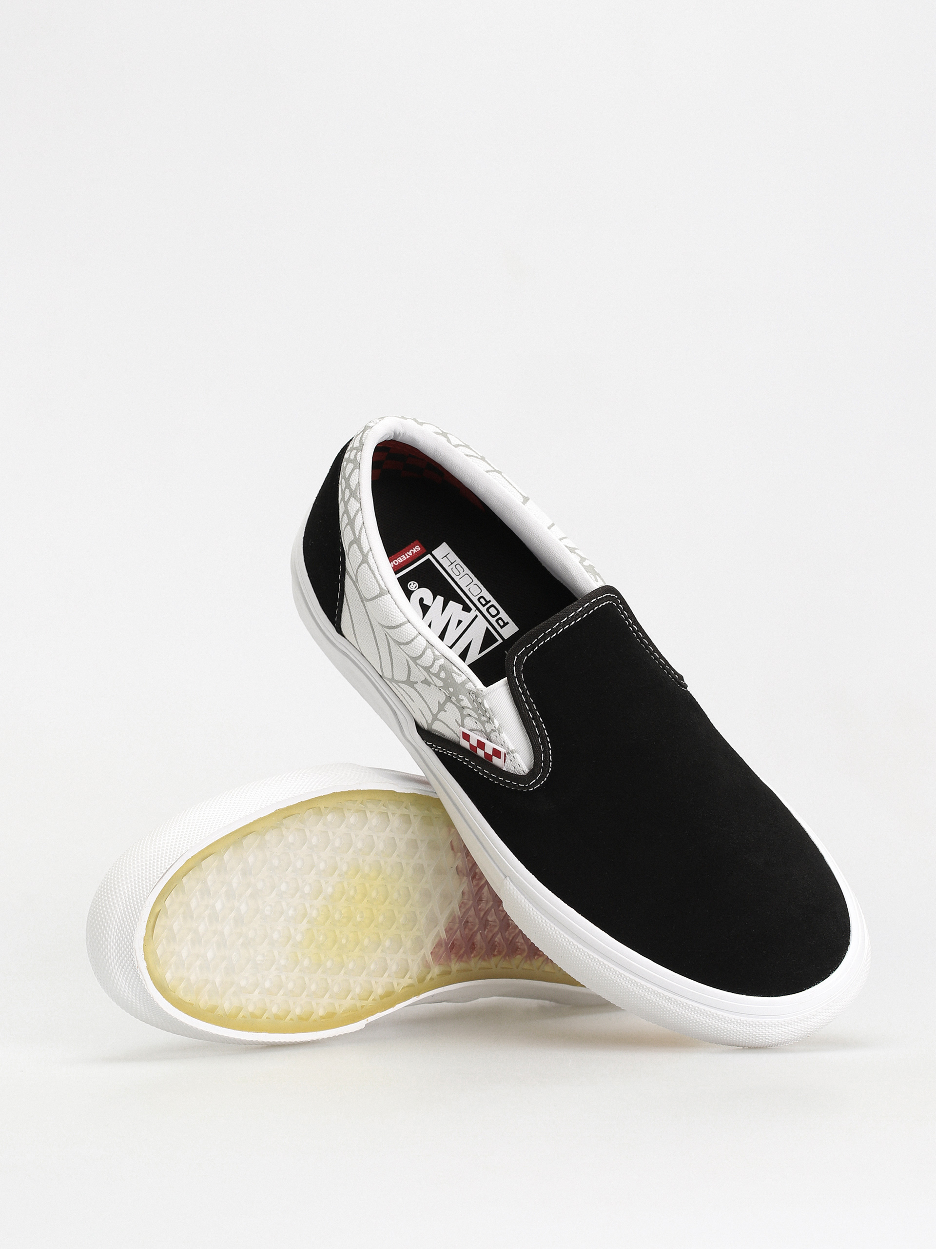 Boty Vans Skate Slip On (black widow spider black/white/red)