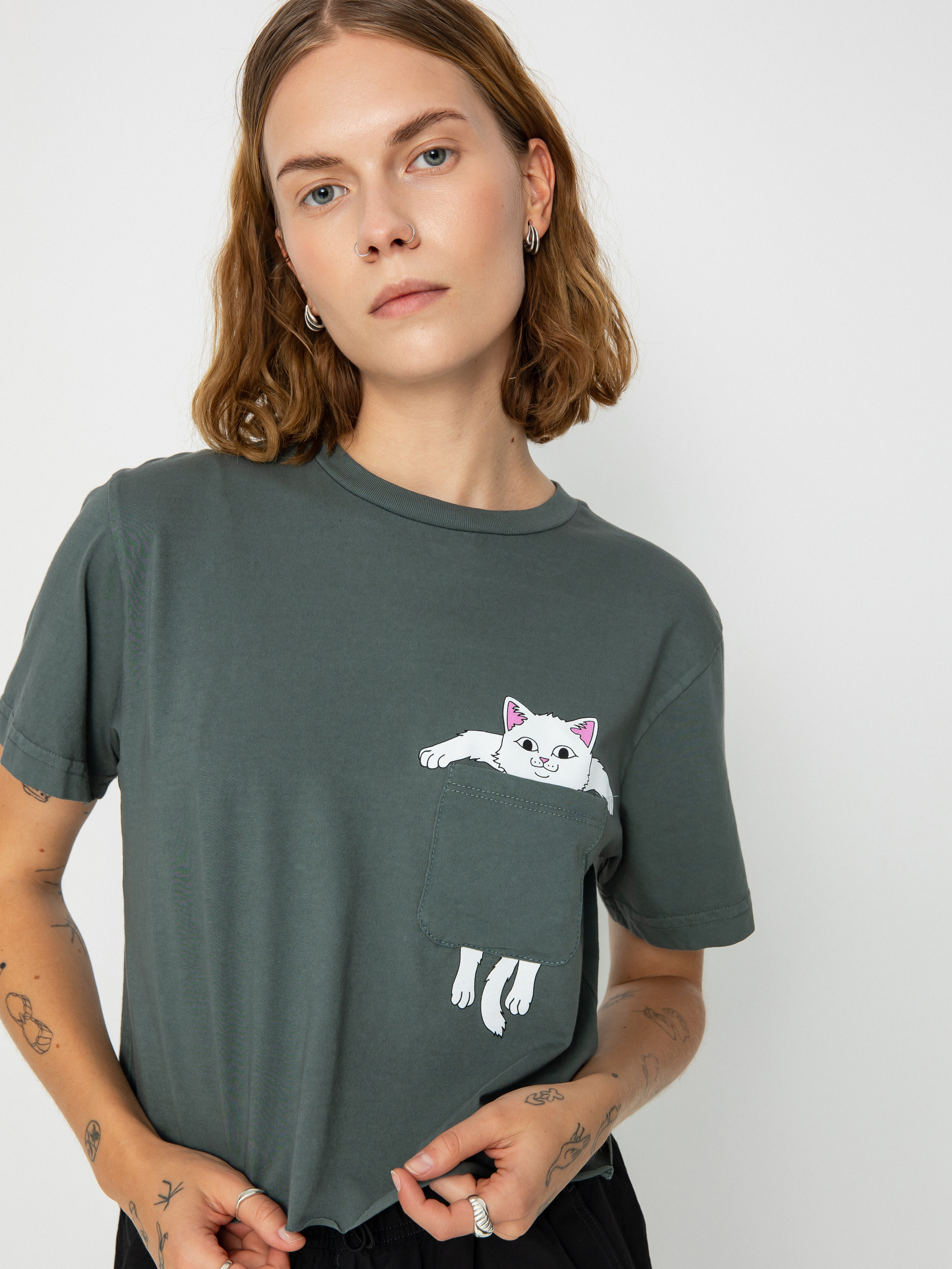 Tričko RipNDip Broke The Pocket Cropped Wmn (charcoal)