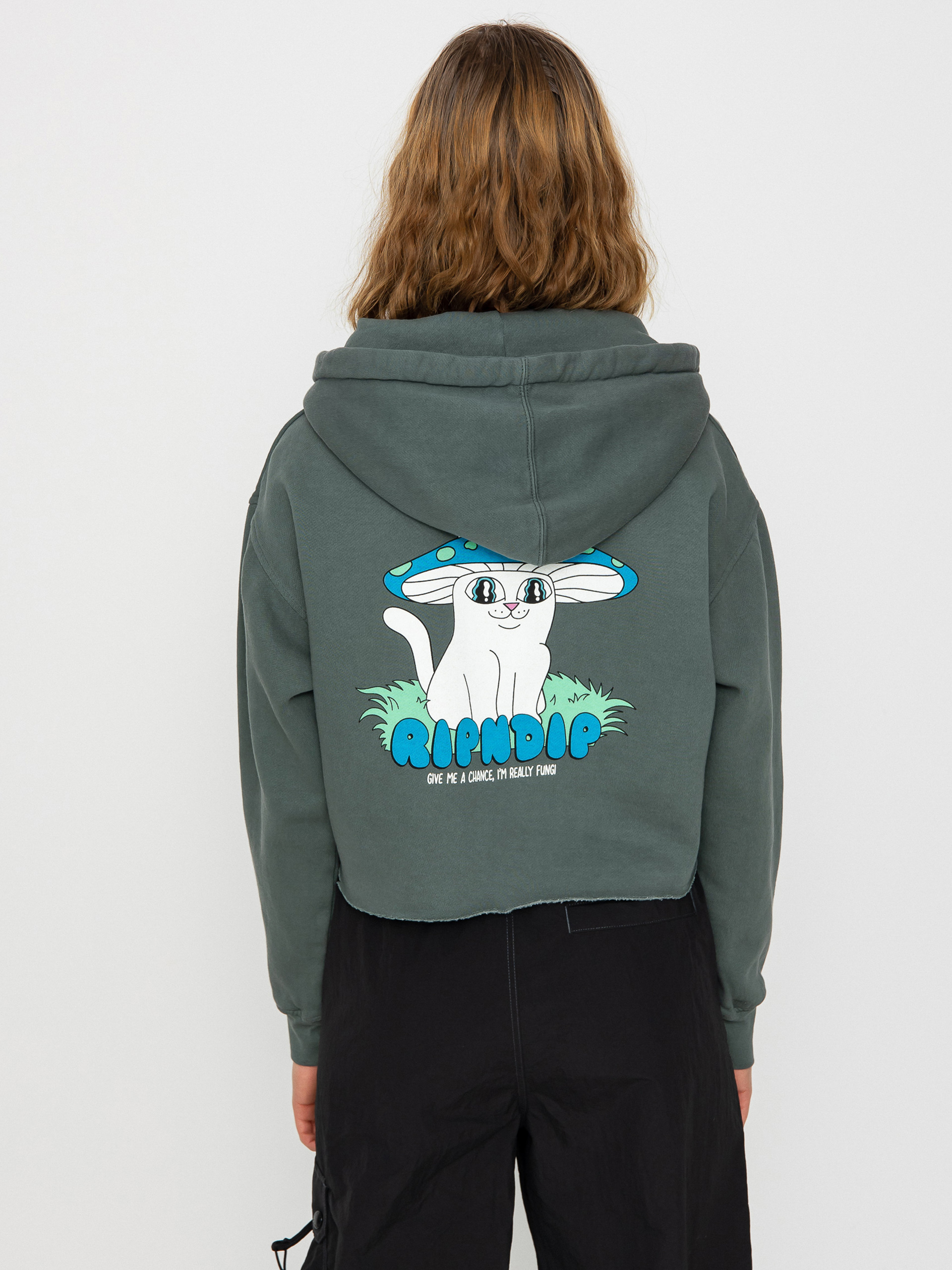 Mikina s kapucí RipNDip Shroom Nerm Cropped HD Wmn (charcoal)