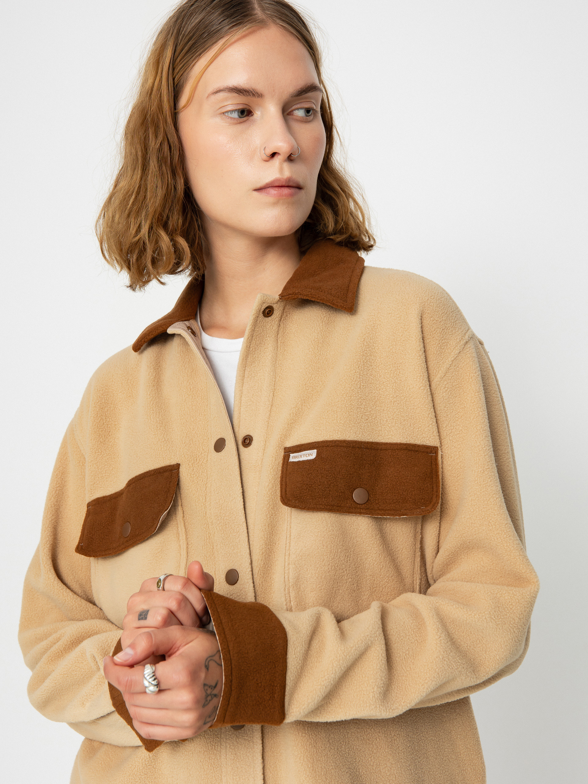 Košile Brixton Bowery Bf Arctic Stretch Fleec Wmn (sesame/bison)