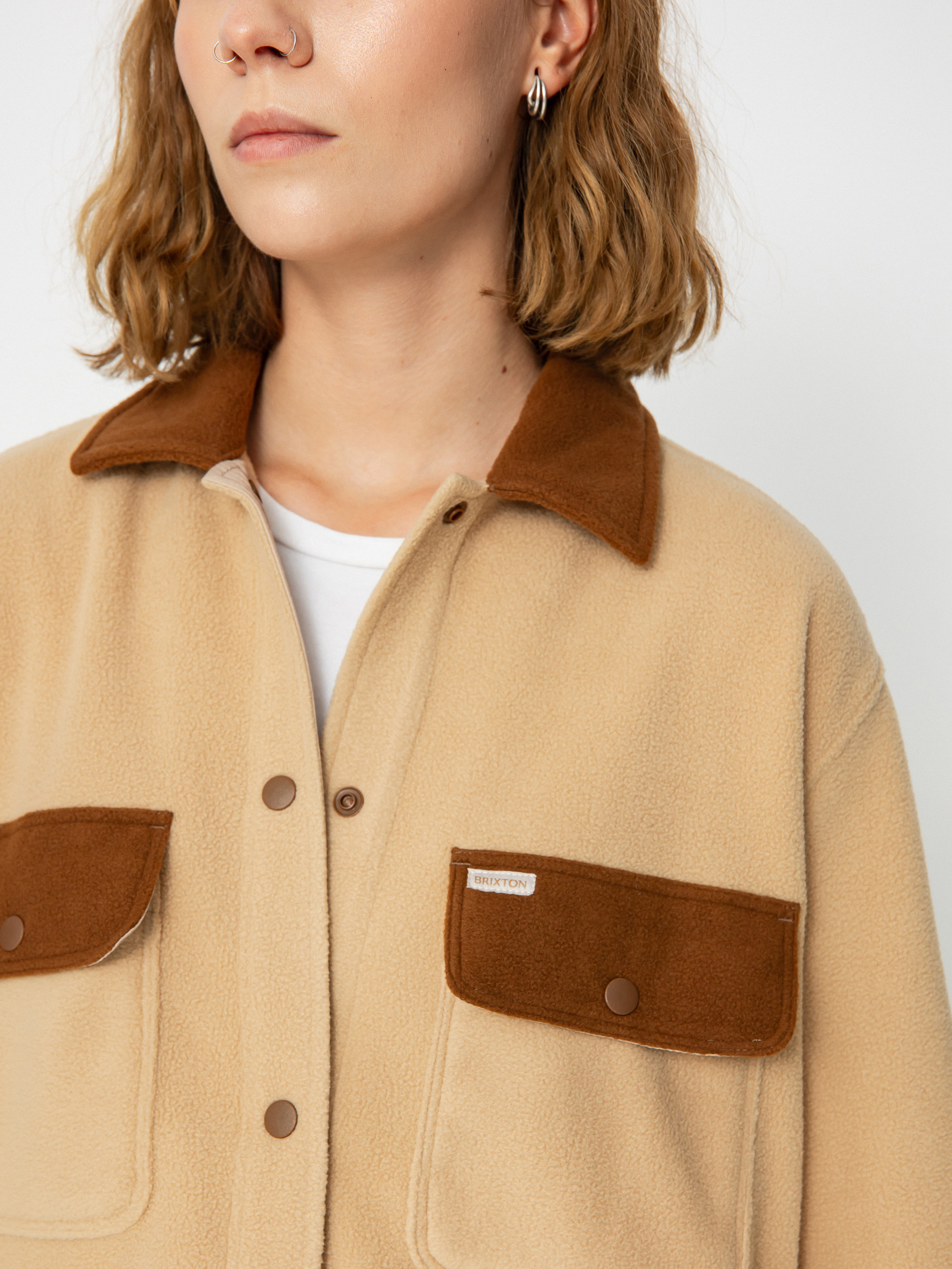 Košile Brixton Bowery Bf Arctic Stretch Fleec Wmn (sesame/bison)