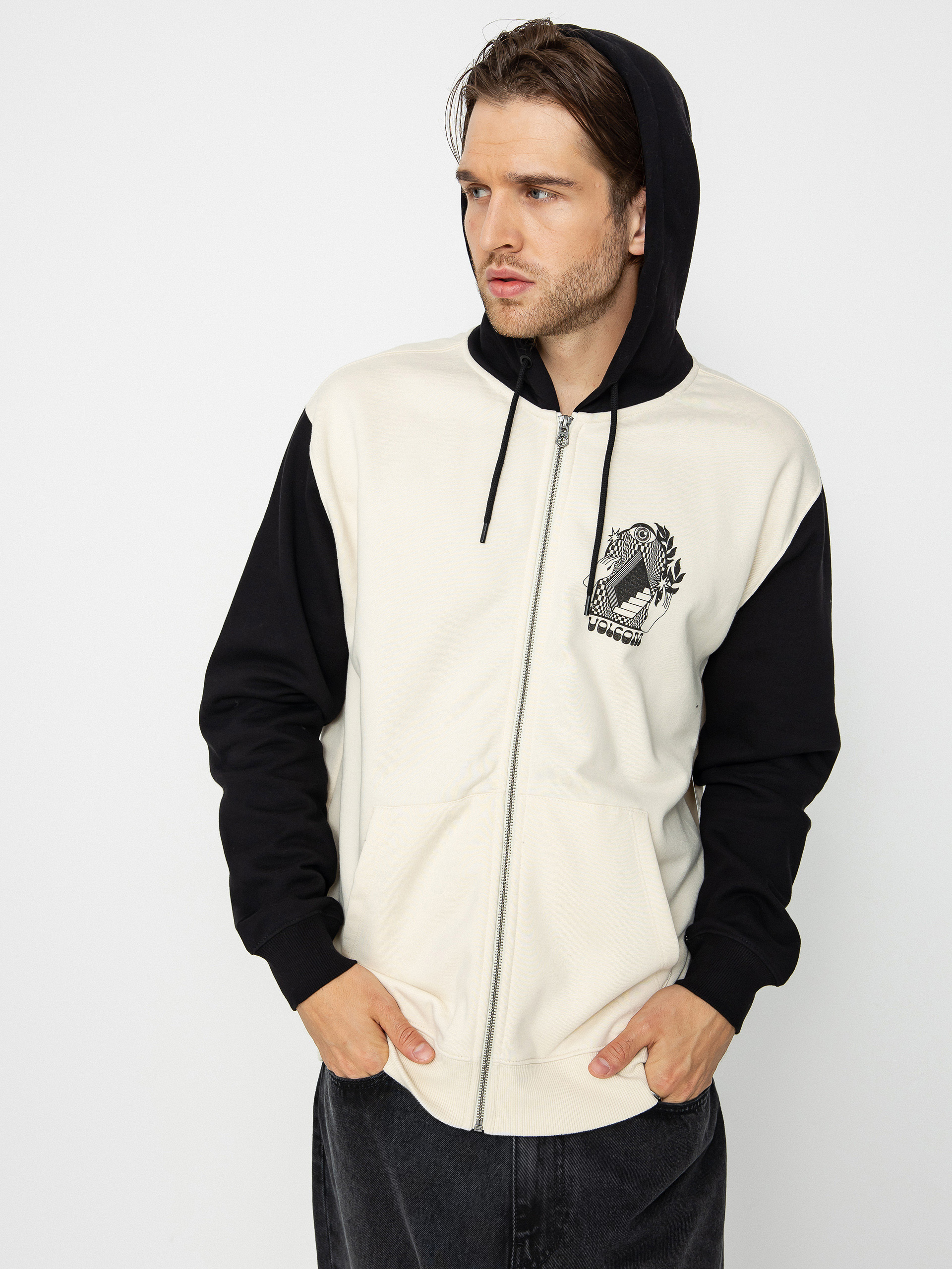 Mikina s kapucí Volcom Watanite ZHD (dirty white)