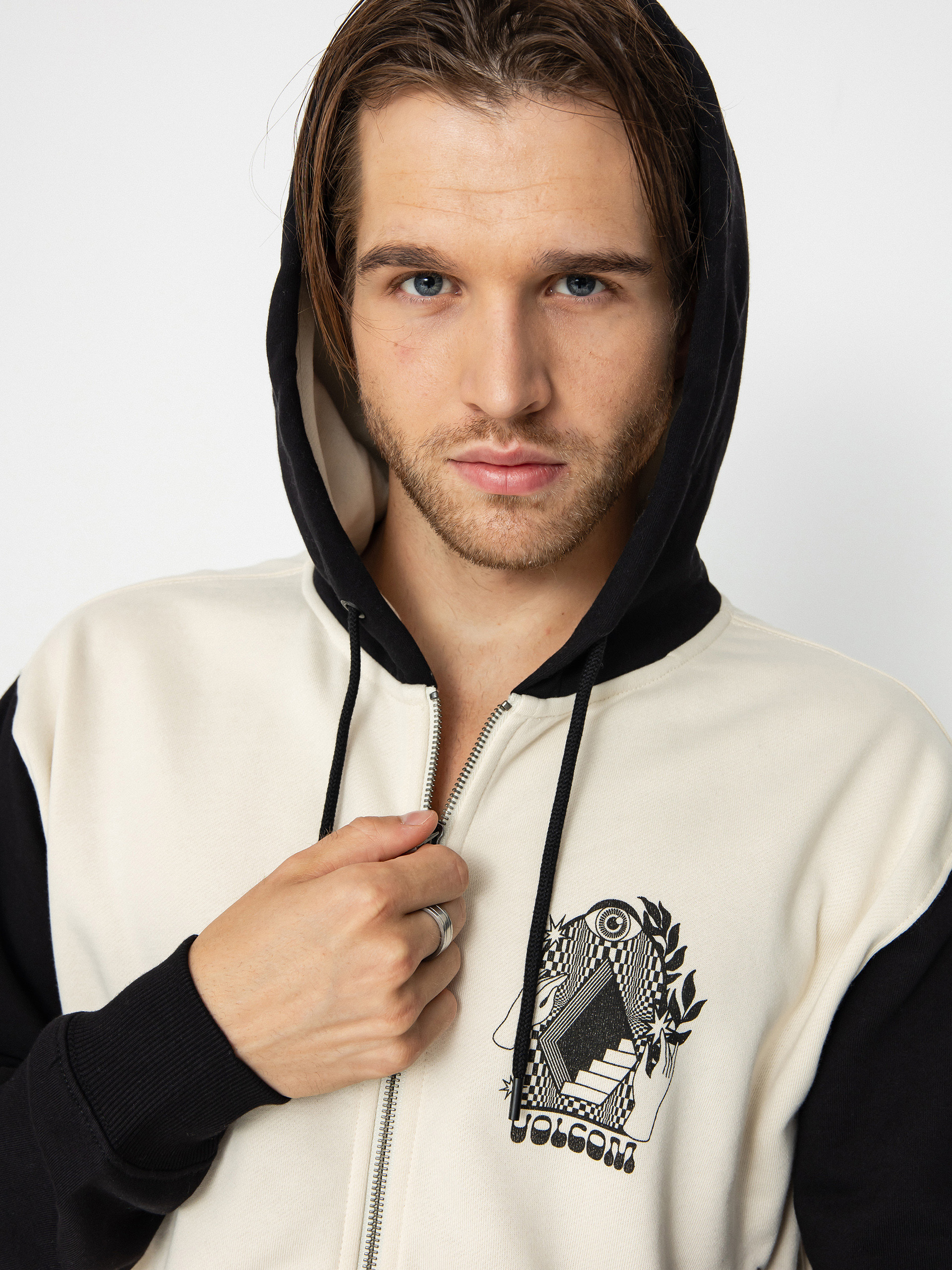 Mikina s kapucí Volcom Watanite ZHD (dirty white)