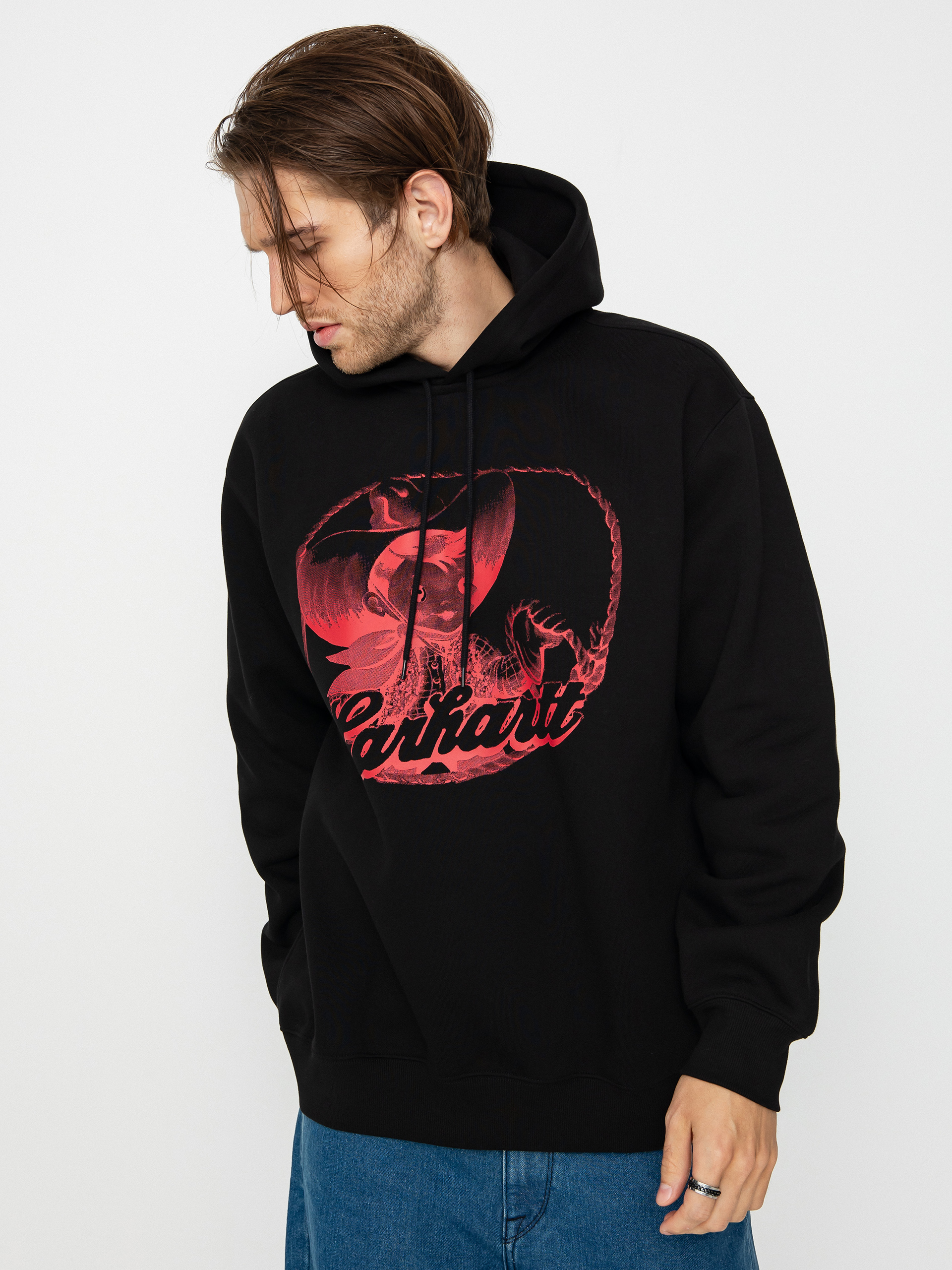 Mikina s kapucí Carhartt WIP Buddy HD (black/red)