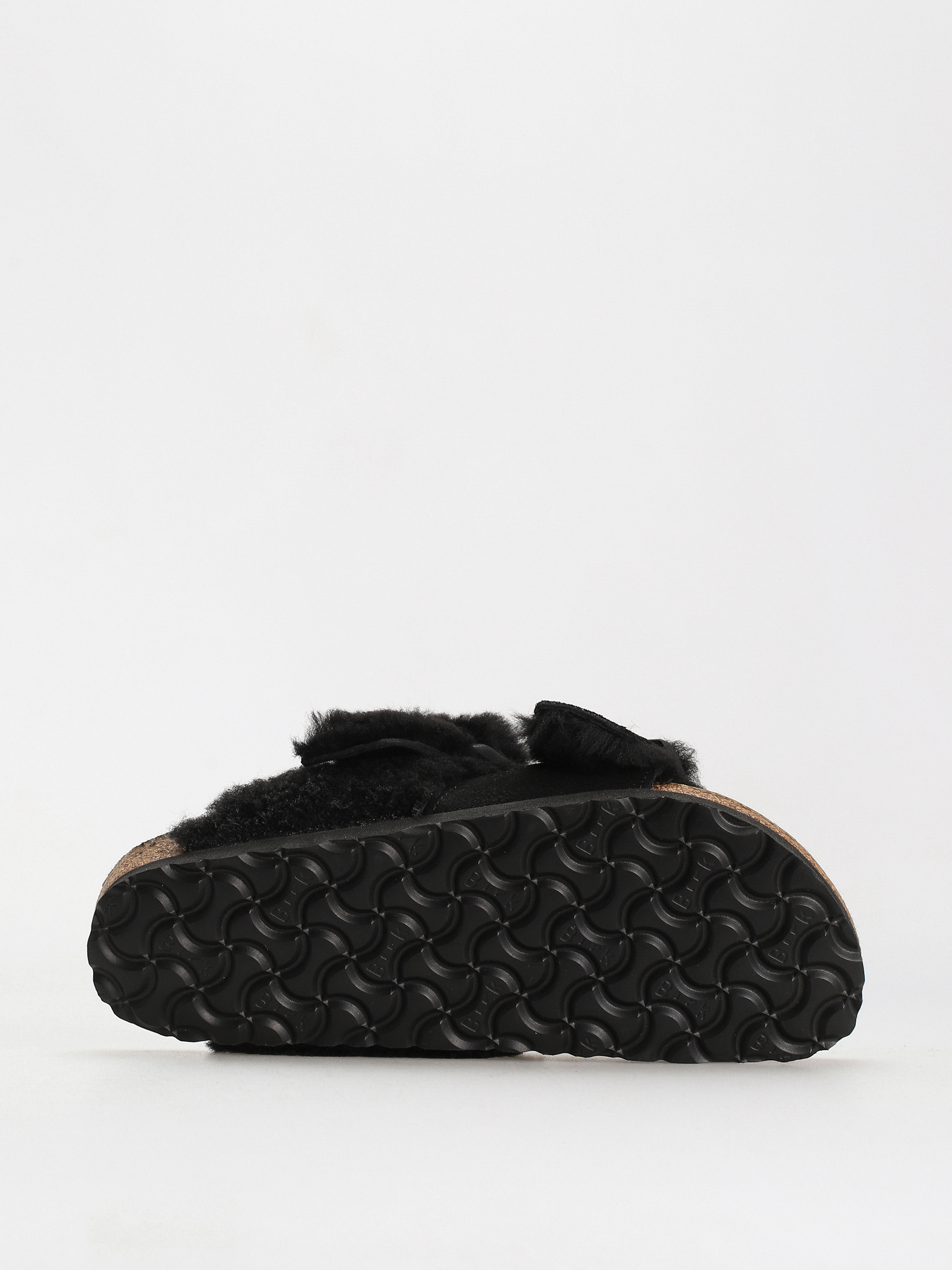Plážovky Birkenstock Arizona Split Teddy Parts Rivet Logo Suede Leather/Fur Narrow Wmn (black)